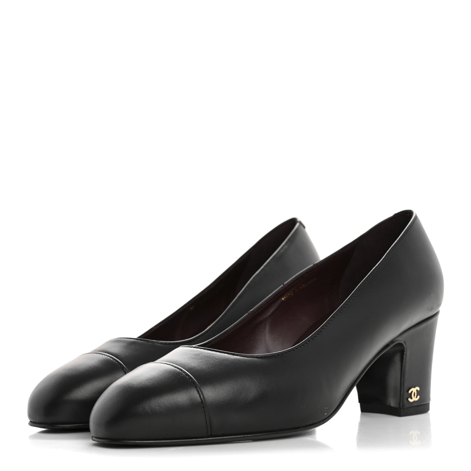 Lambskin Cap Toe CC Uniform Pumps 36.5 Black