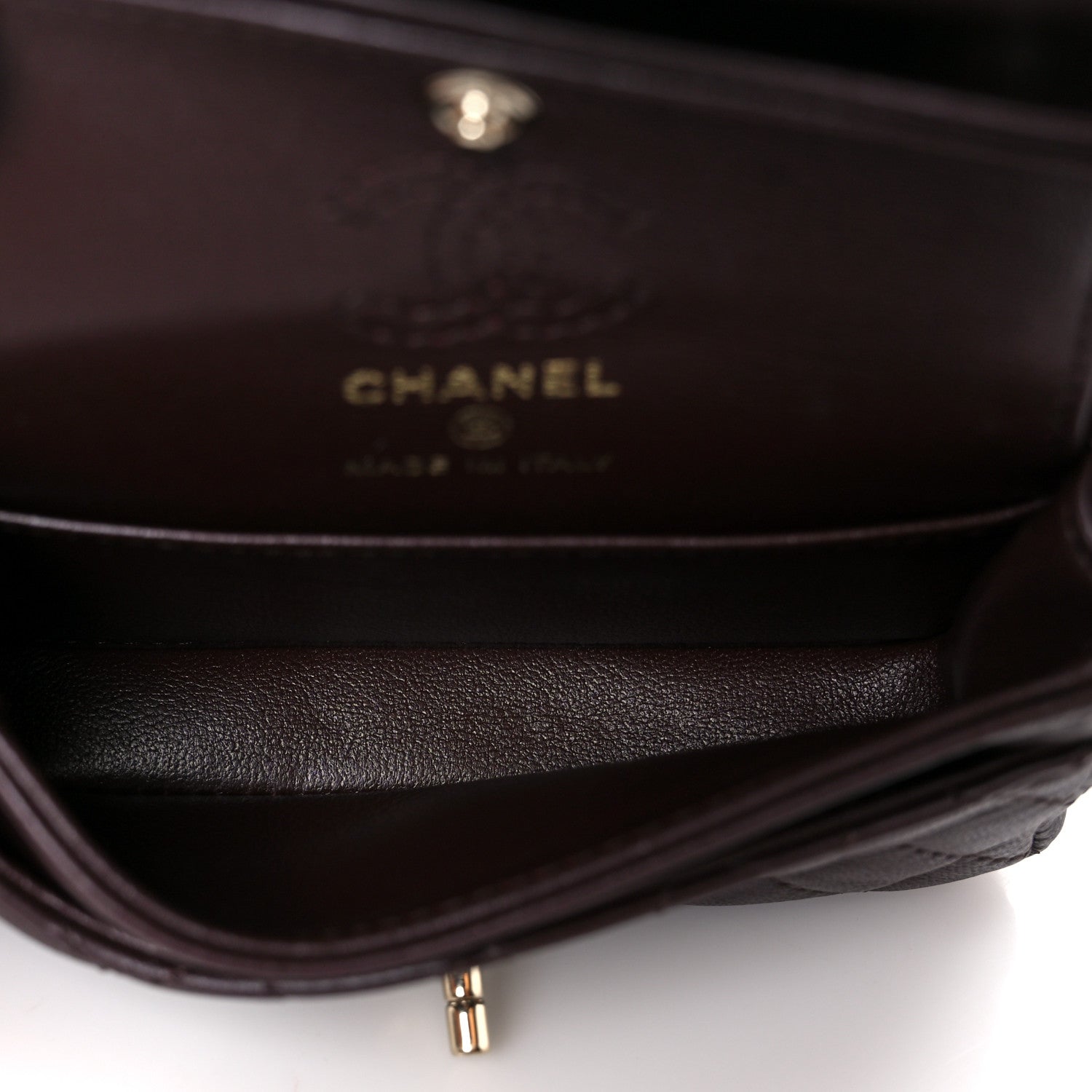 Lambskin Quilted Mini Double Flap With Hook Dark Brown