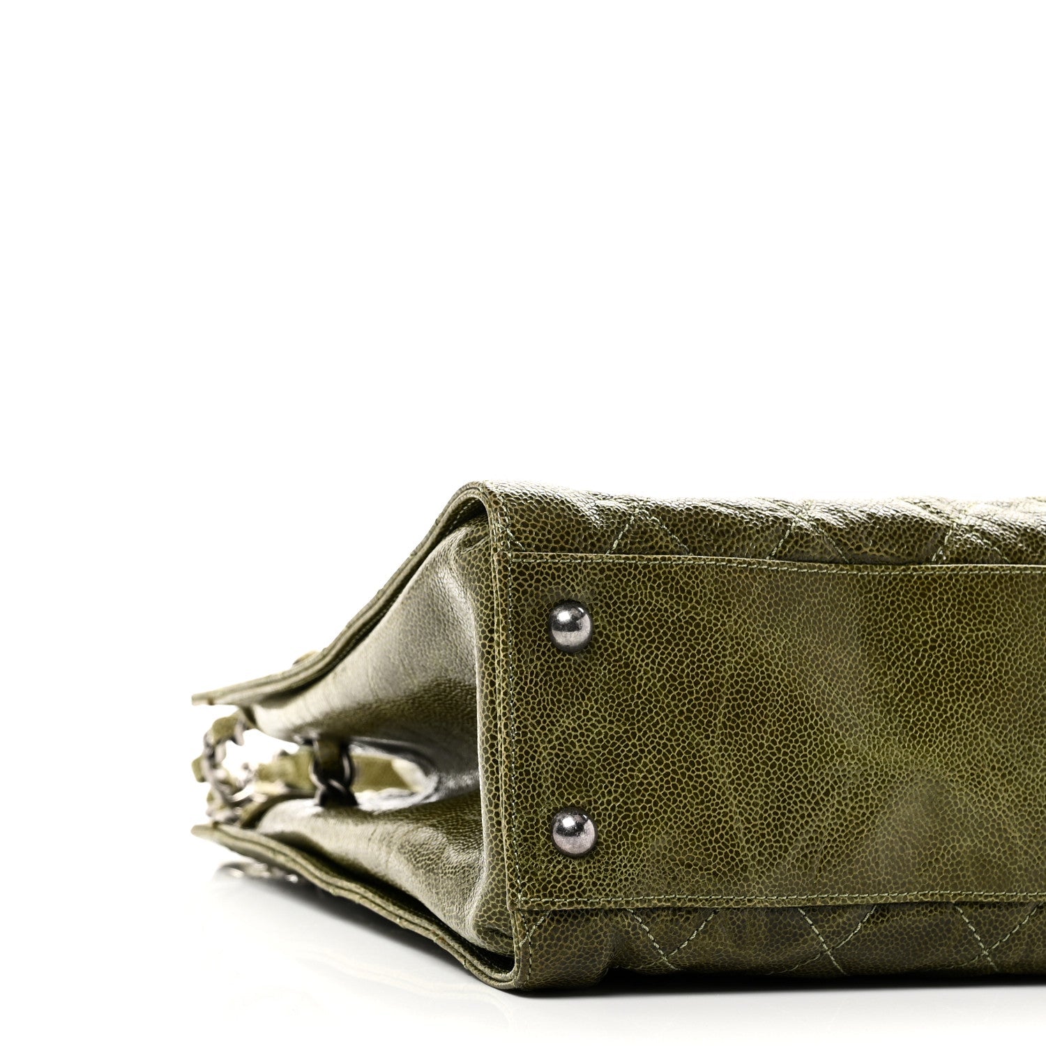 Glazed Caviar Quilted Tote Green