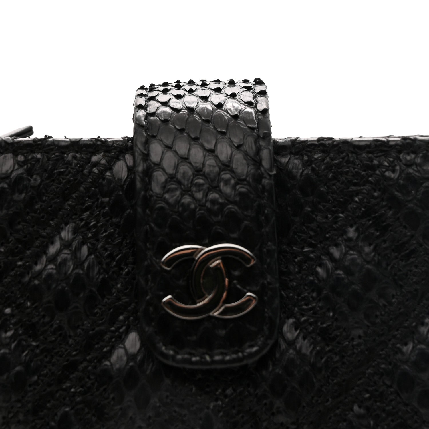 Snakeskin Quilted Phone Holder Clutch Black