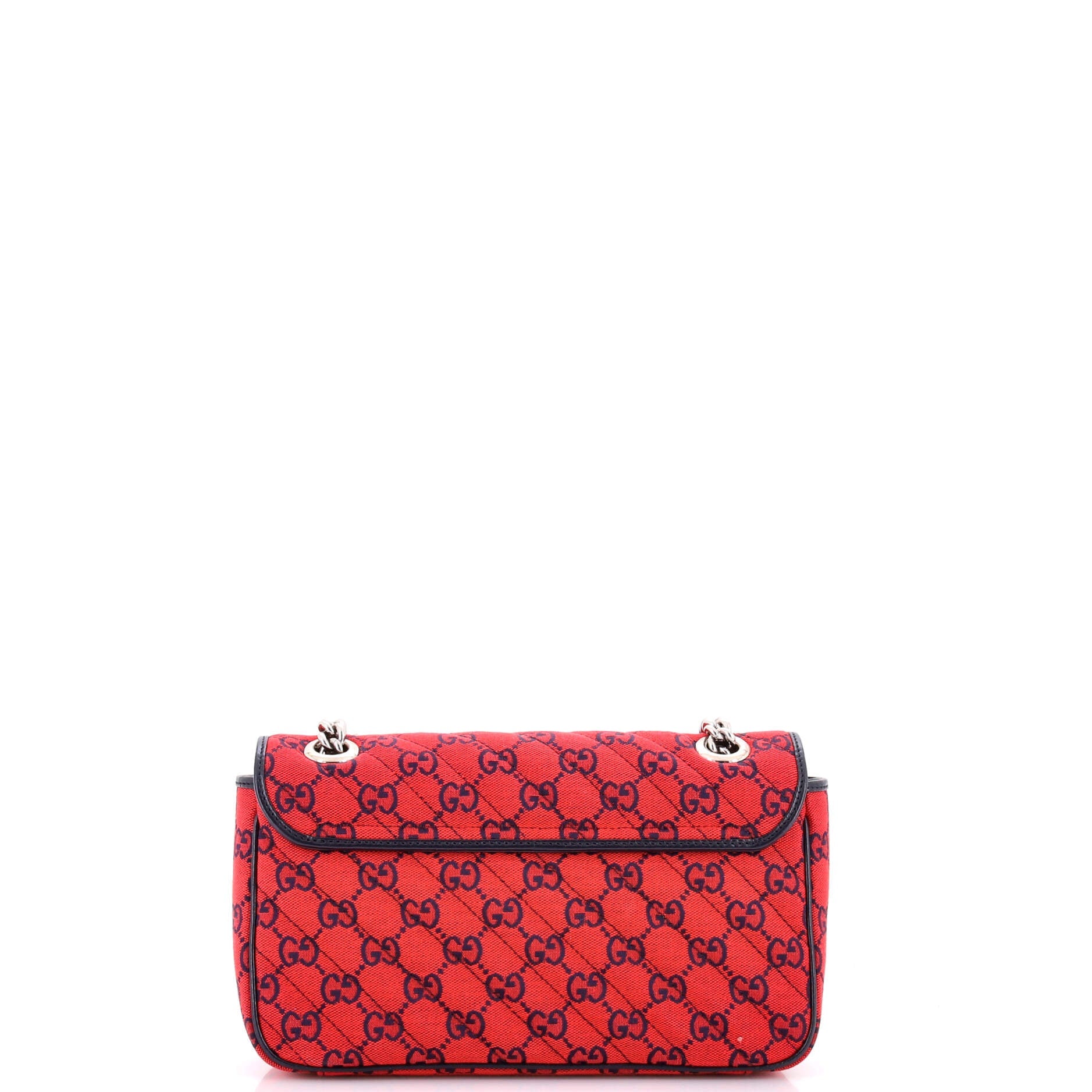 GG Marmont Flap Bag Diagonal Quilted GG Canvas with Leather Small