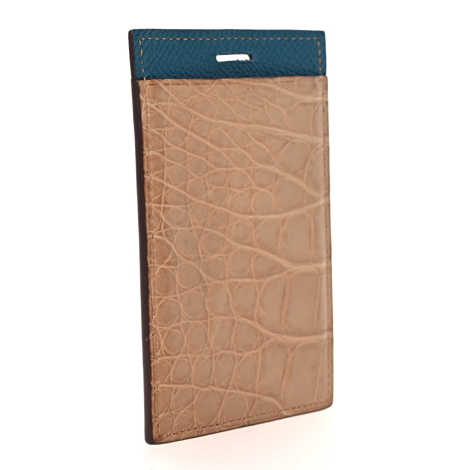 Matte Alligator Epsom Petit H Lanyard Card Holder Chai Vert Bosphore