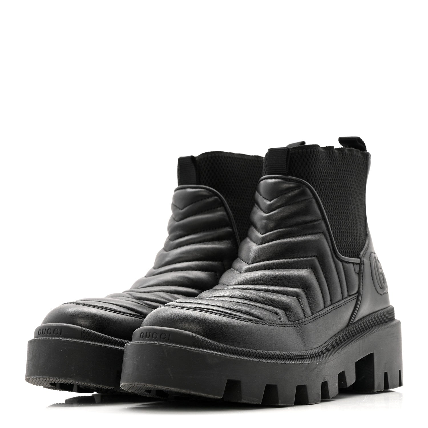 Calfskin Nappa Matelasse Frances Chelsea Boots 35.5 Black
