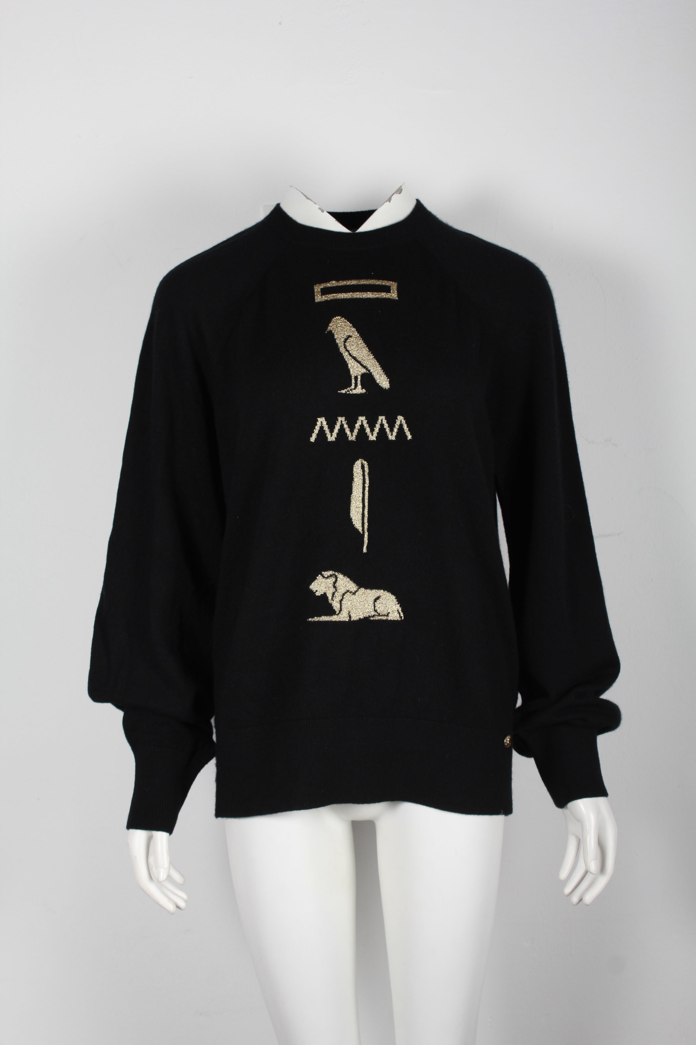 Women's Chanel Hieroglyphic Sweater in Black Cashmere