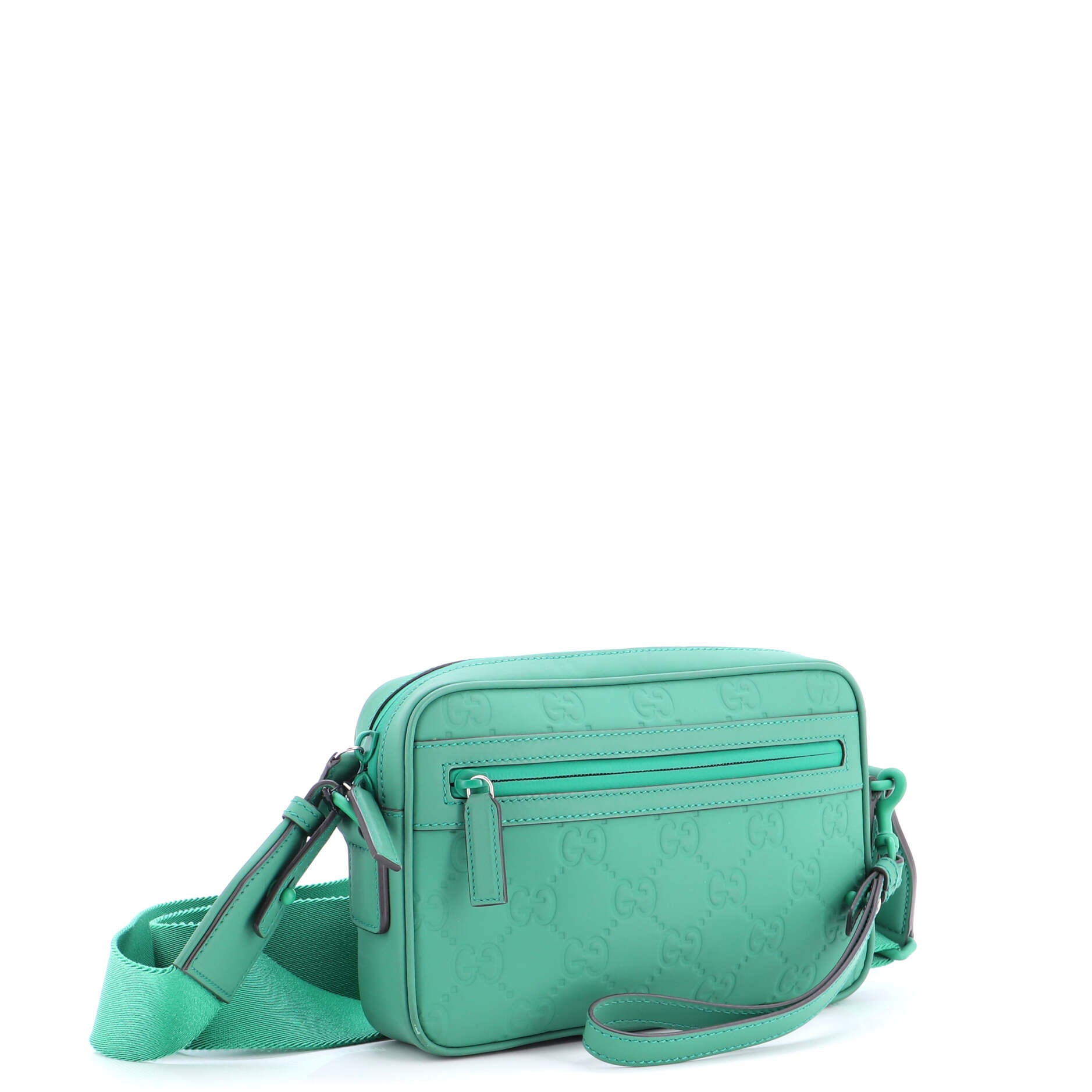 Front Zip Crossbody Bag GG Rubber Effect Leather Small