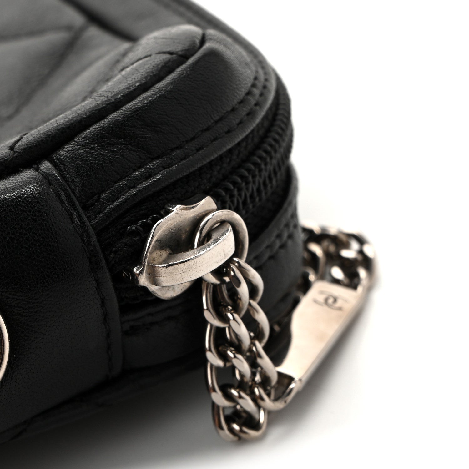 Calfskin Quilted Medium Cambon Messenger Black White