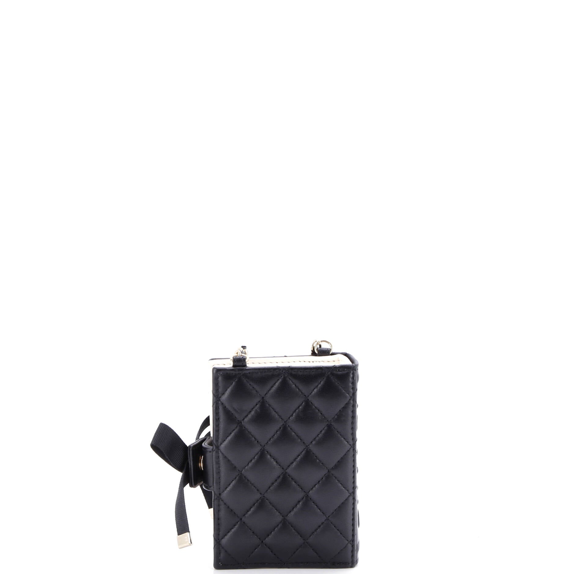 CC Book Card Holder with Chain Quilted Lambskin