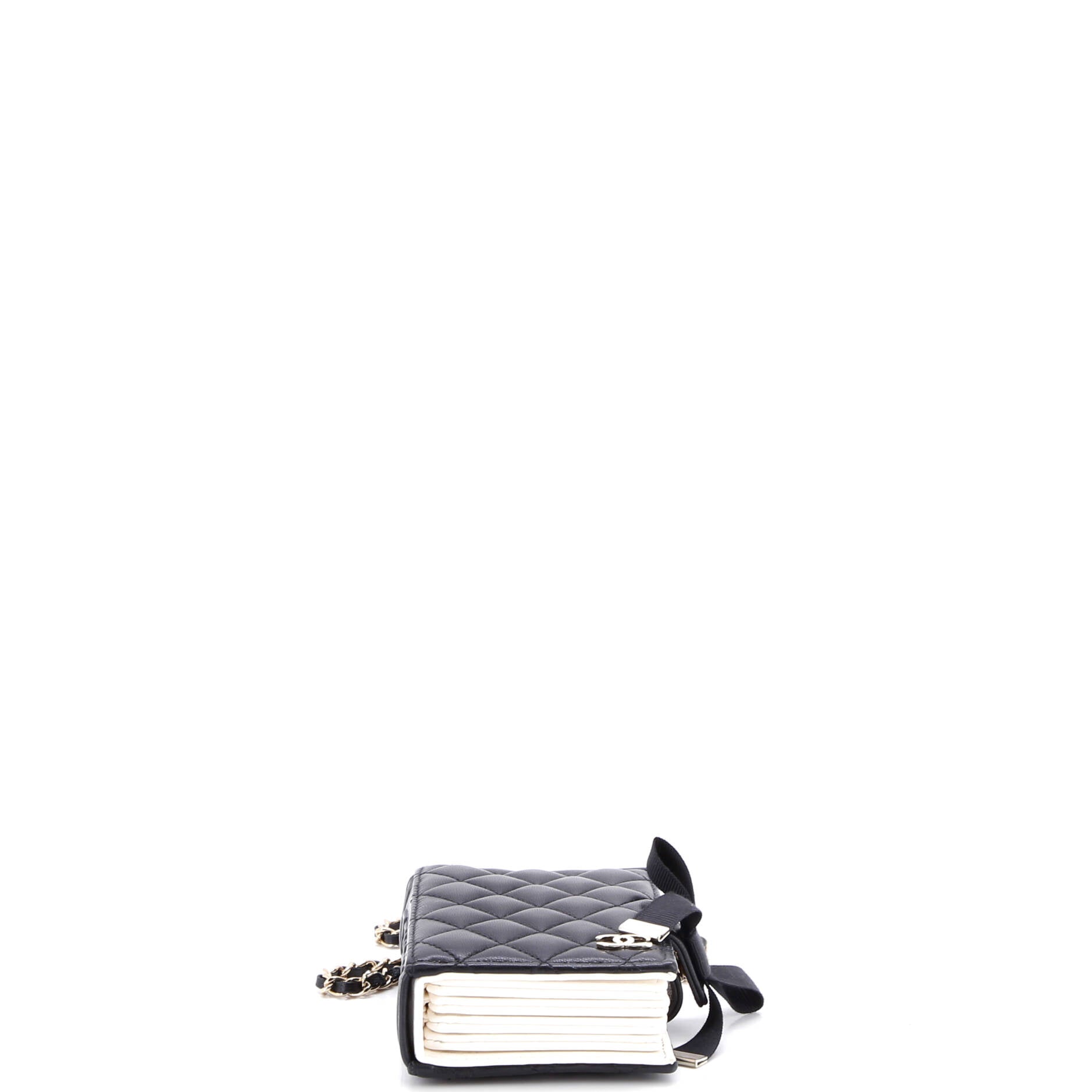 CC Book Card Holder with Chain Quilted Lambskin