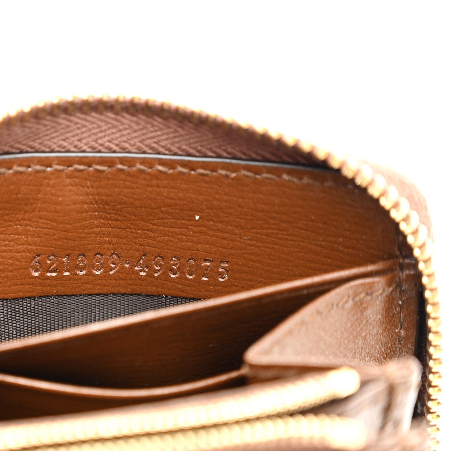 GG Supreme Monogram Azalea Calfskin Horsebit 1955 Zip Around Wallet Beige Ebony Brown Sugar