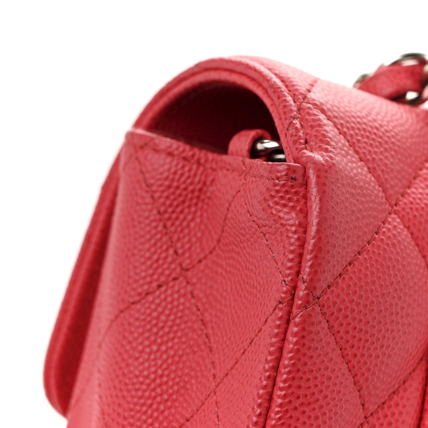 Caviar Quilted Mini Rectangular Flap Red