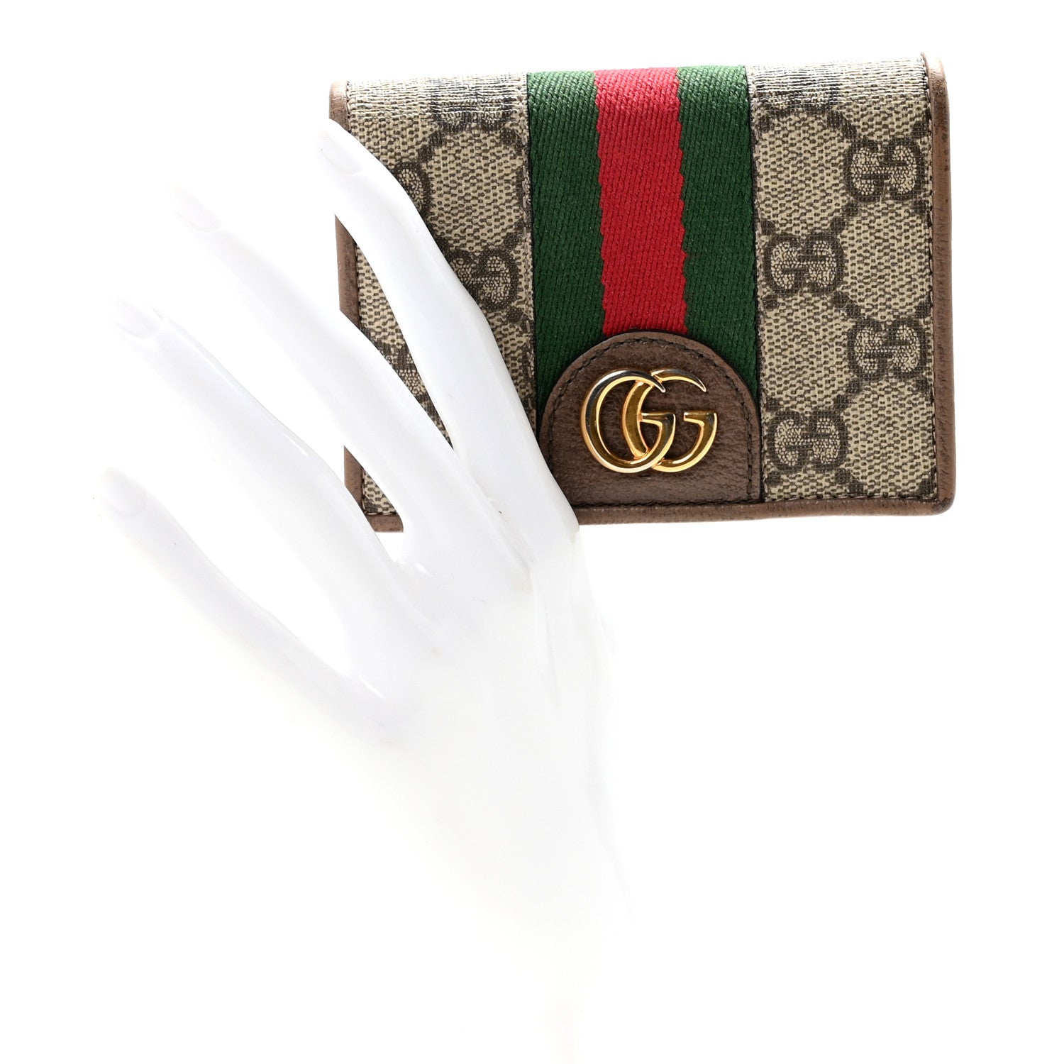 X DISNEY GG Supreme Monogram Web Three Little Pigs Ophidia Card Case Wallet Beige New Acero