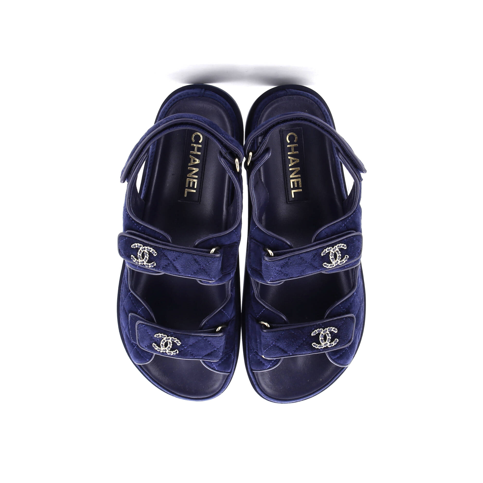 Women's Velcro Dad Sandals Quilted Suede