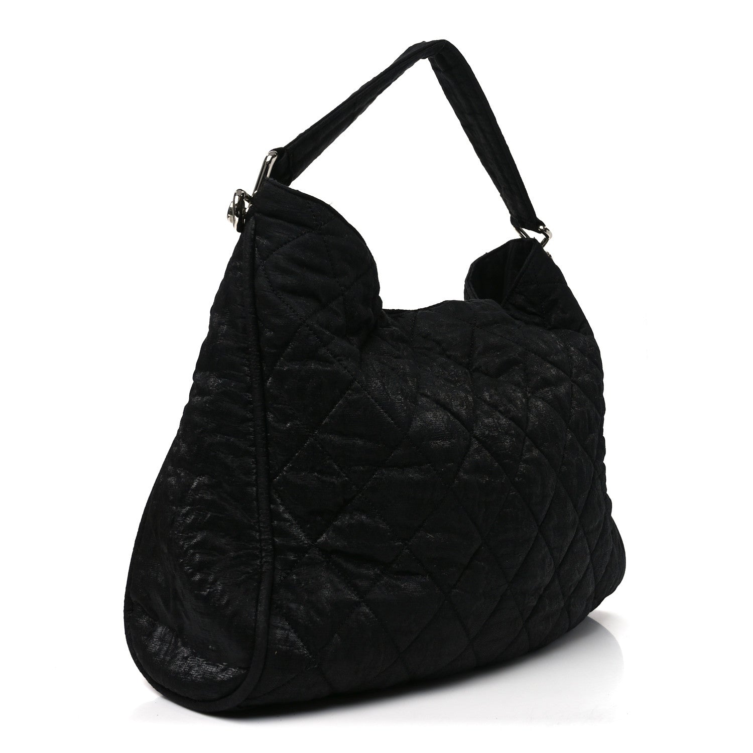 Crinkled Coated Canvas Le Marais Hobo Black