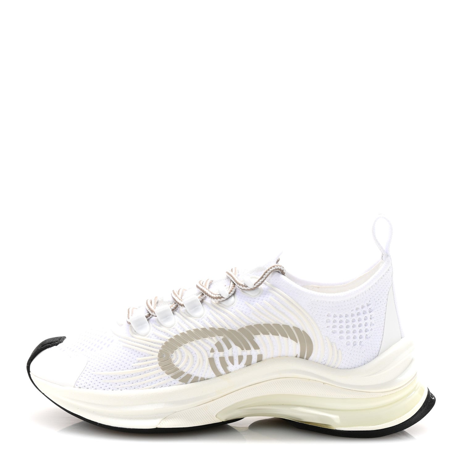 Technical Knit Fabric Waves Womens Gucci Run Sneakers 35.5 Great White Thunder