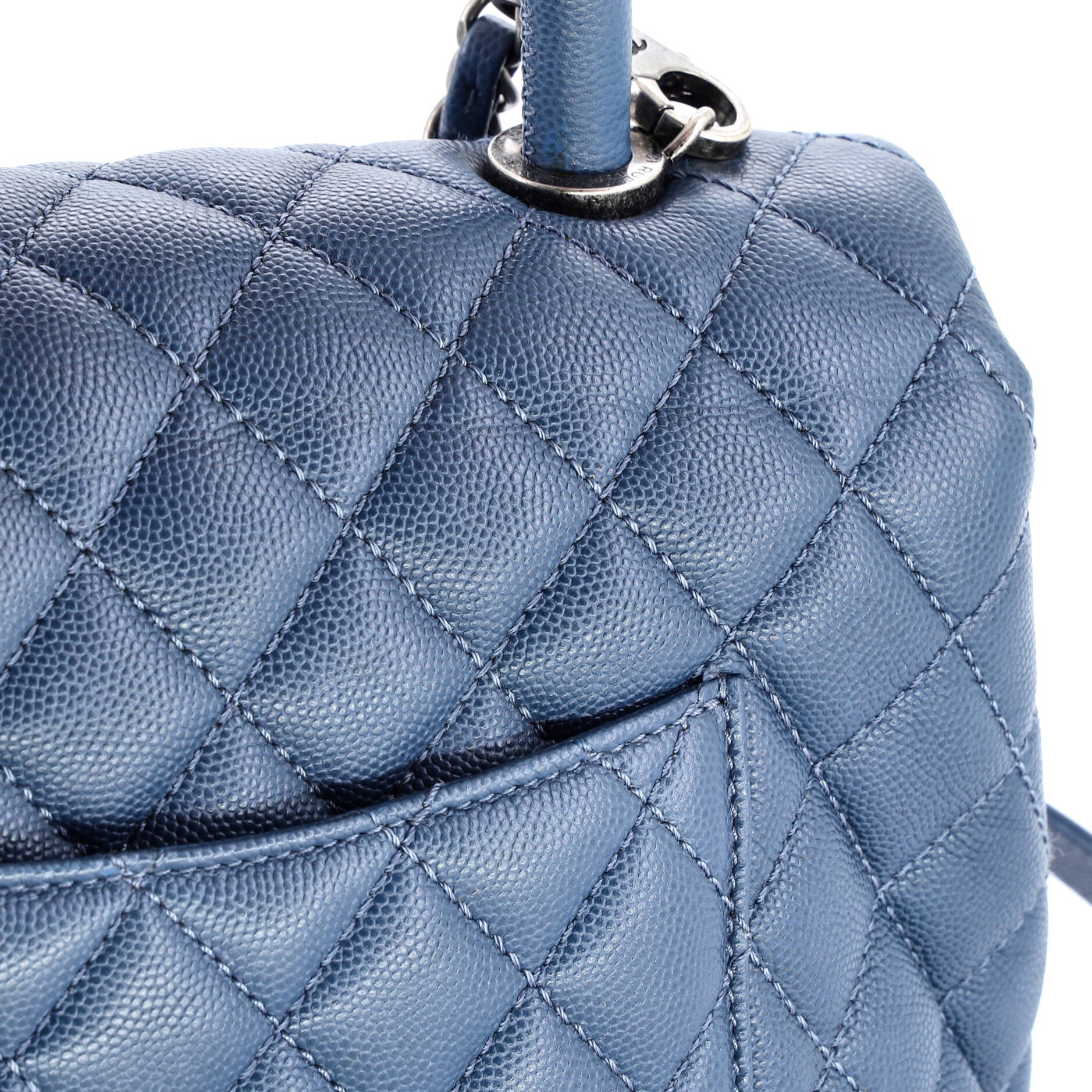 Coco Top Handle Bag Quilted Caviar Small