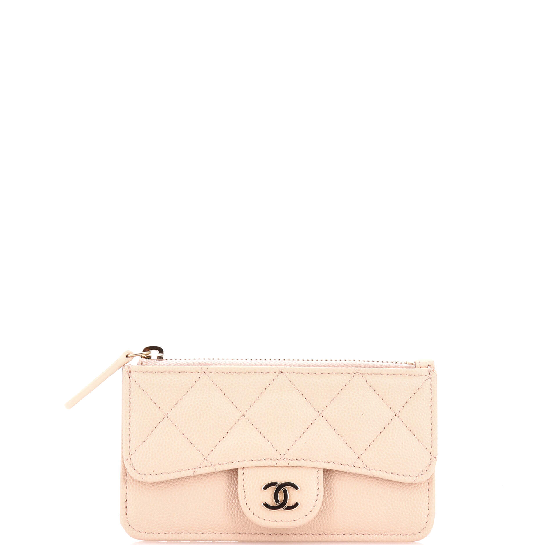 Flap Zip Card Holder Quilted Caviar