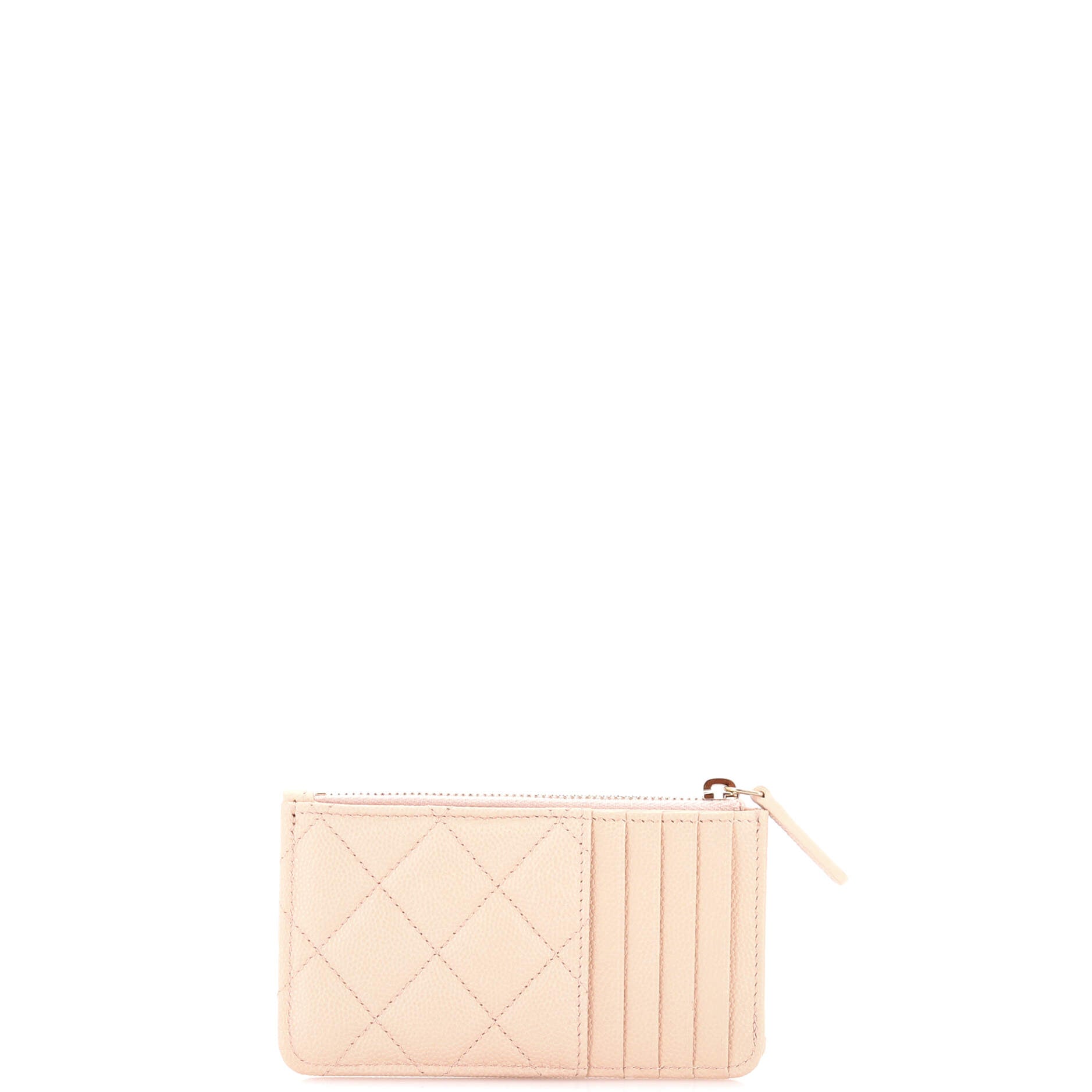 Flap Zip Card Holder Quilted Caviar