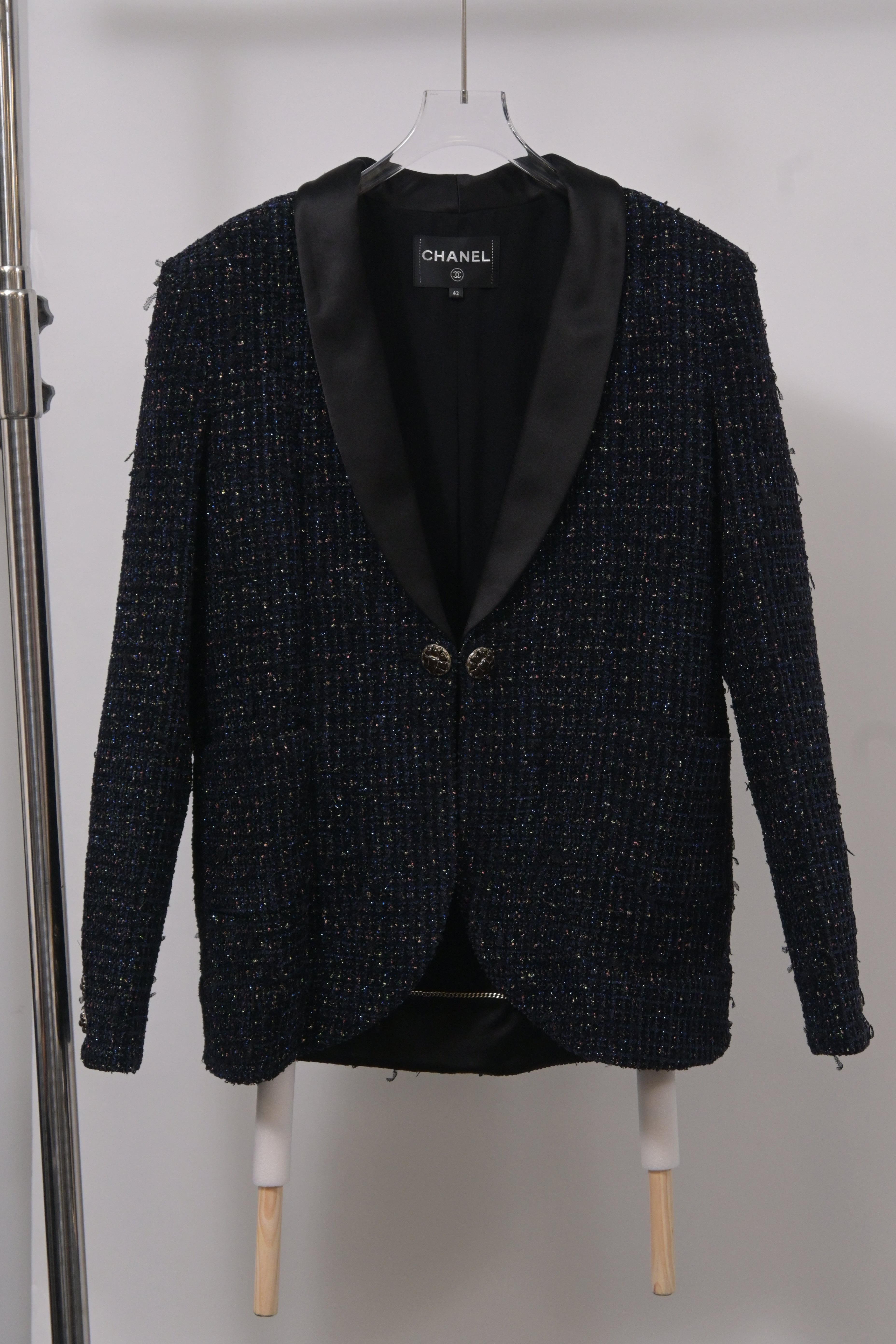 Men's Chanel Single-Breasted Blazer in Deep Blue Wool