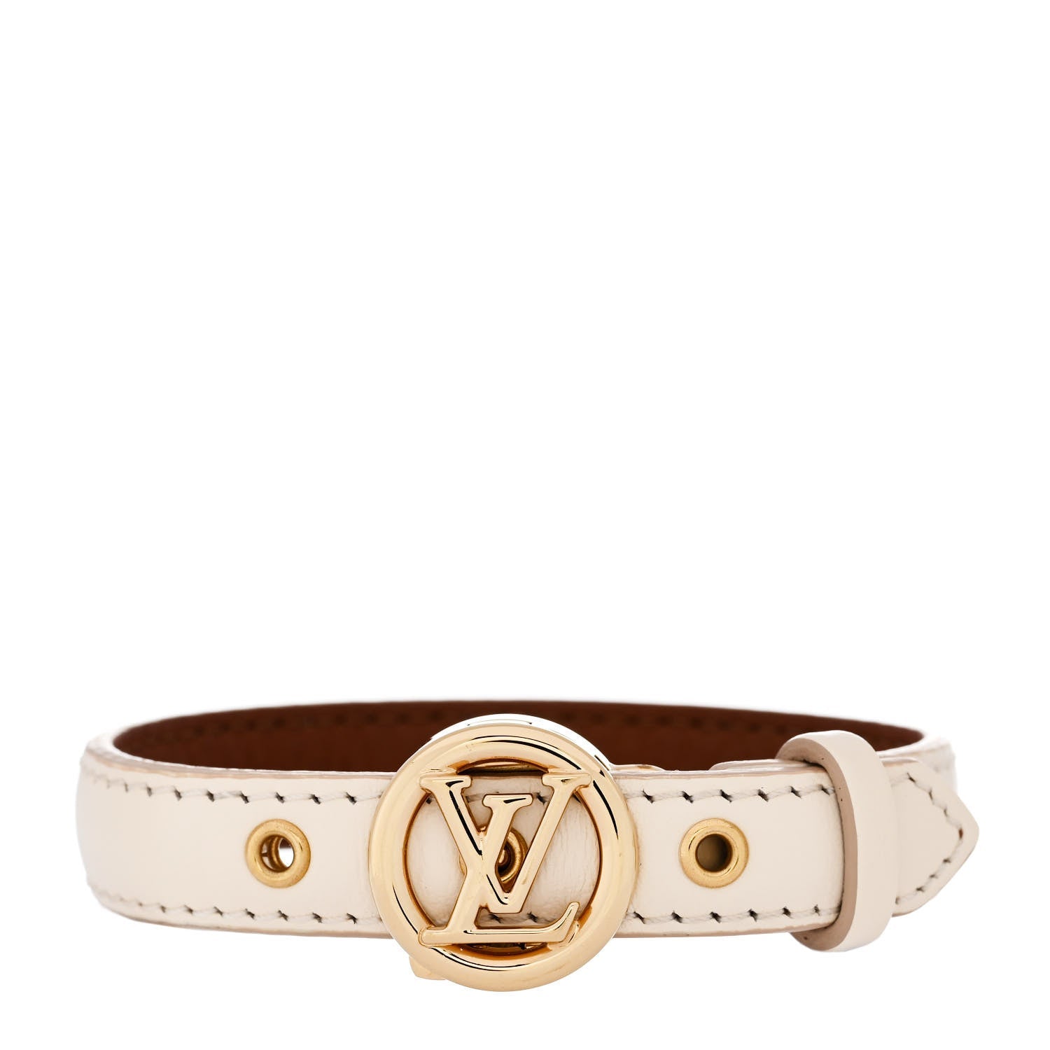 Calfskin LV Circle Bracelet 17 White