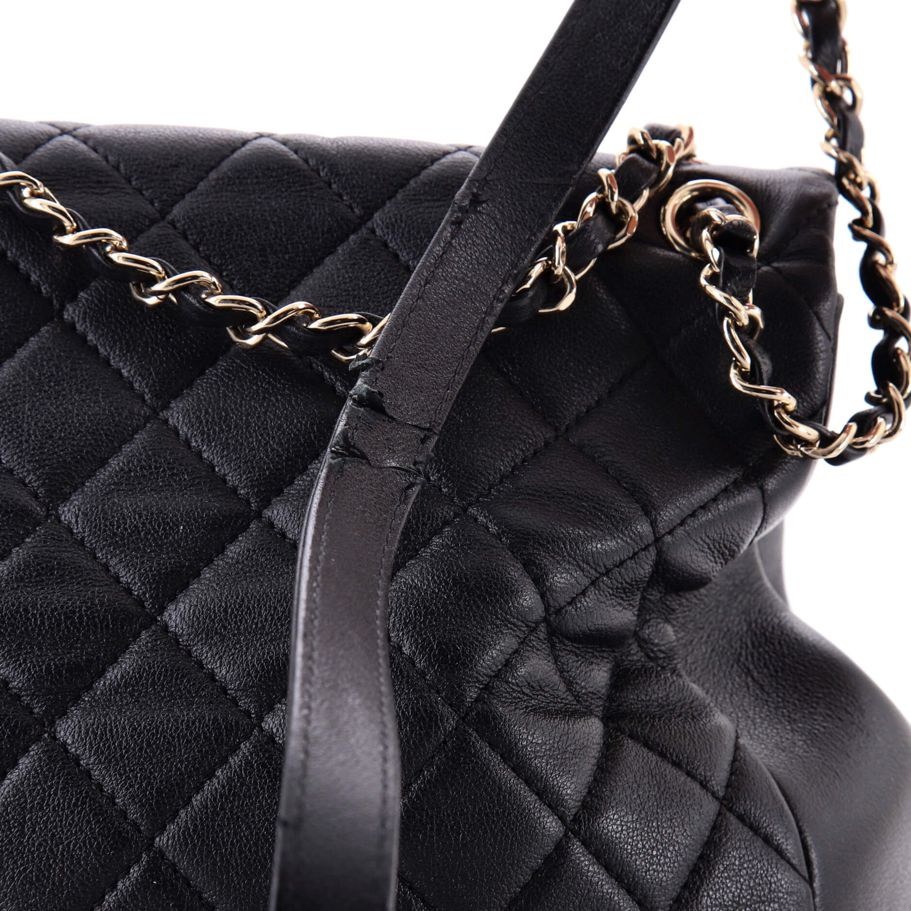 Duma Pockets Drawstring Backpack Quilted Calfskin Large
