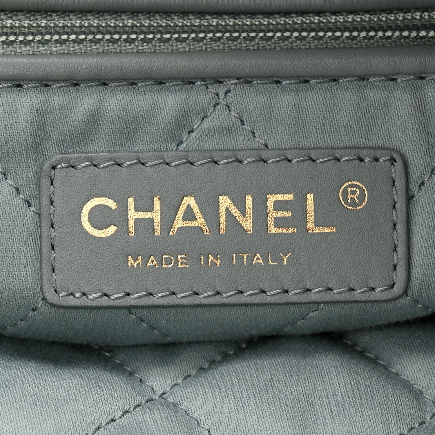 Shiny Calfskin Quilted Chanel 22 Light Blue