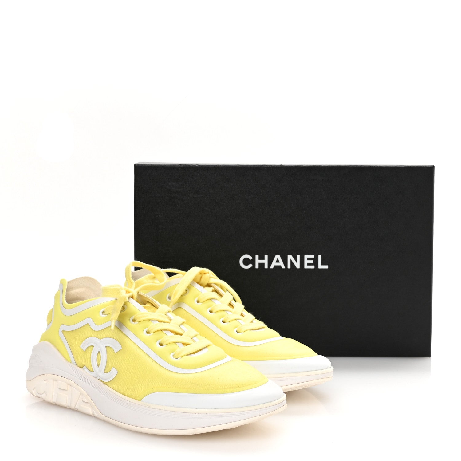 Calfskin Mesh Lycra Logo Sneakers 39.5 Yellow