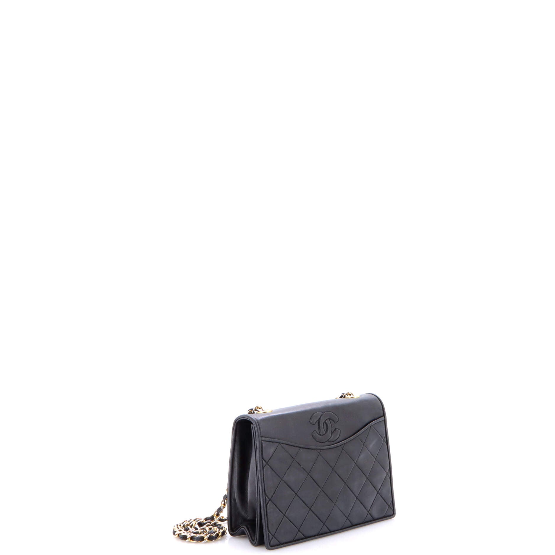 Vintage CC Full Flap Bag Quilted Lambskin Small
