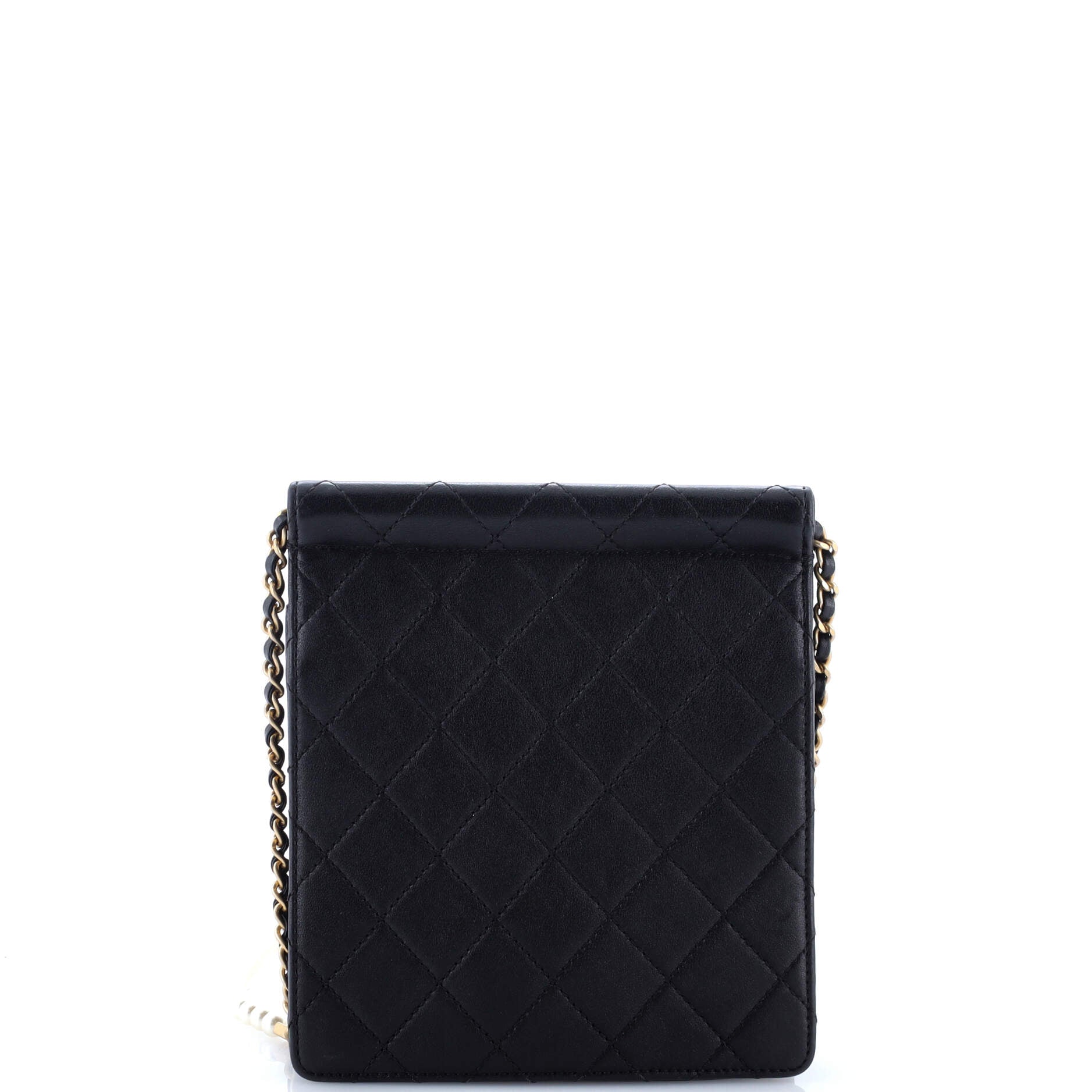 Pearl Chain Flap Bag Quilted Lambskin Small