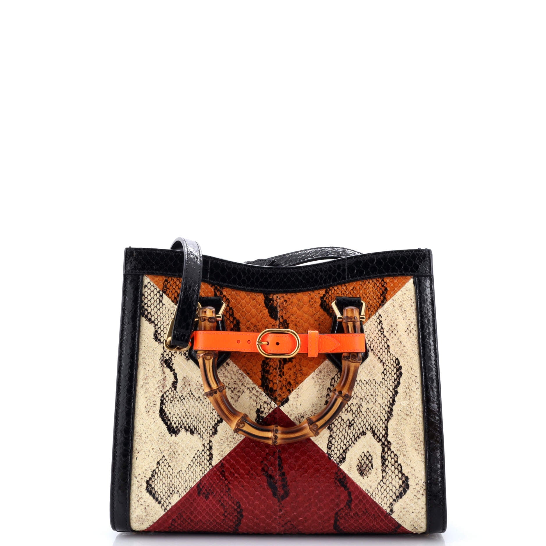 Diana NM Bamboo Handle Tote Python Small