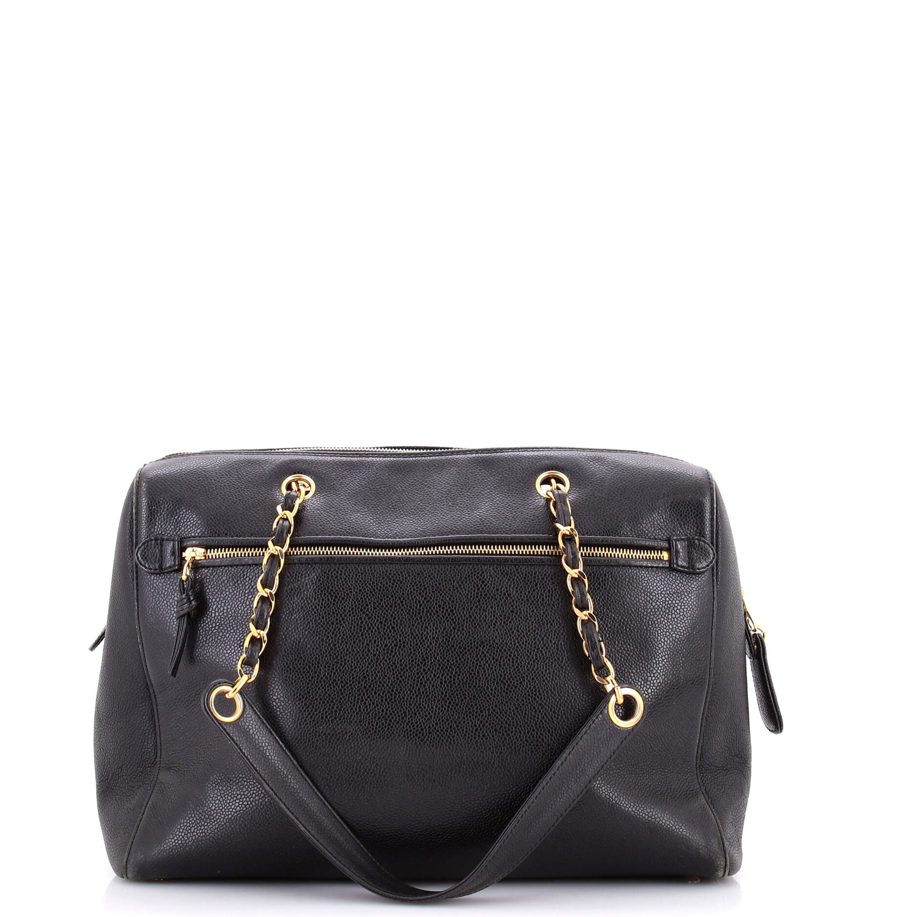 Vintage Timeless Zip Tote Caviar Medium