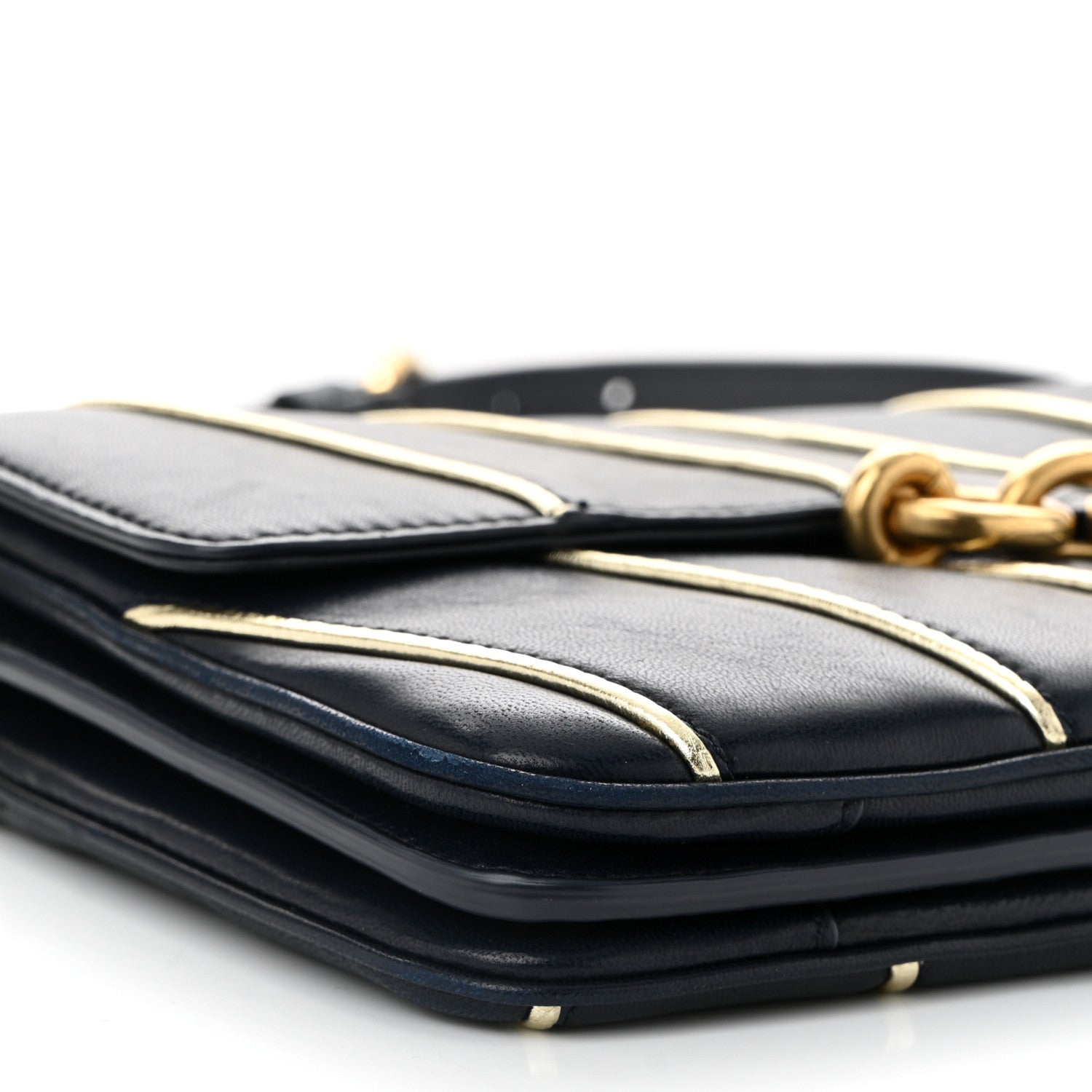 Lambskin Quilted Le Maillon Satchel Marine
