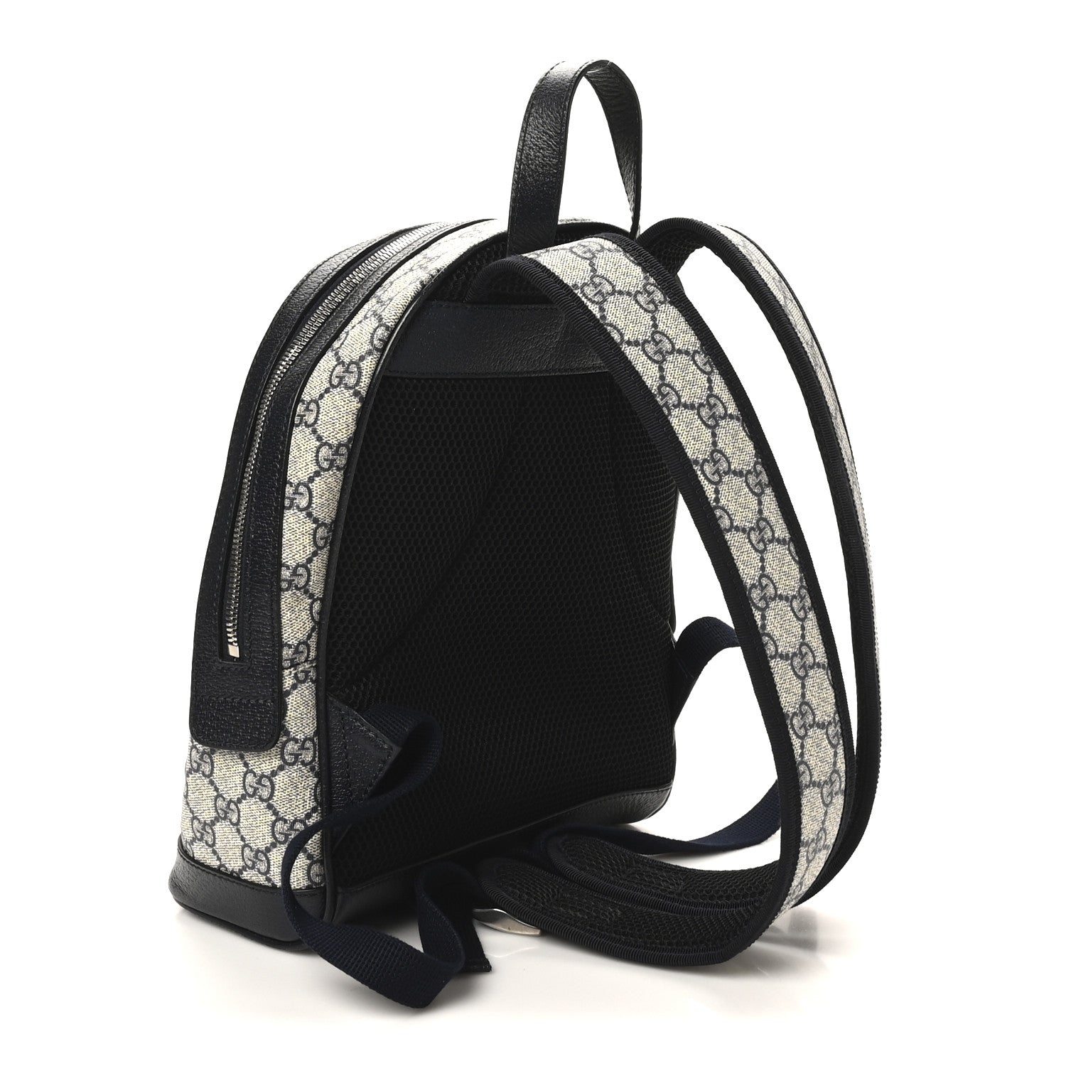 GG Supreme Monogram Textured Dollar Calfskin Web Small Ophidia Day Backpack Beige Blue Black