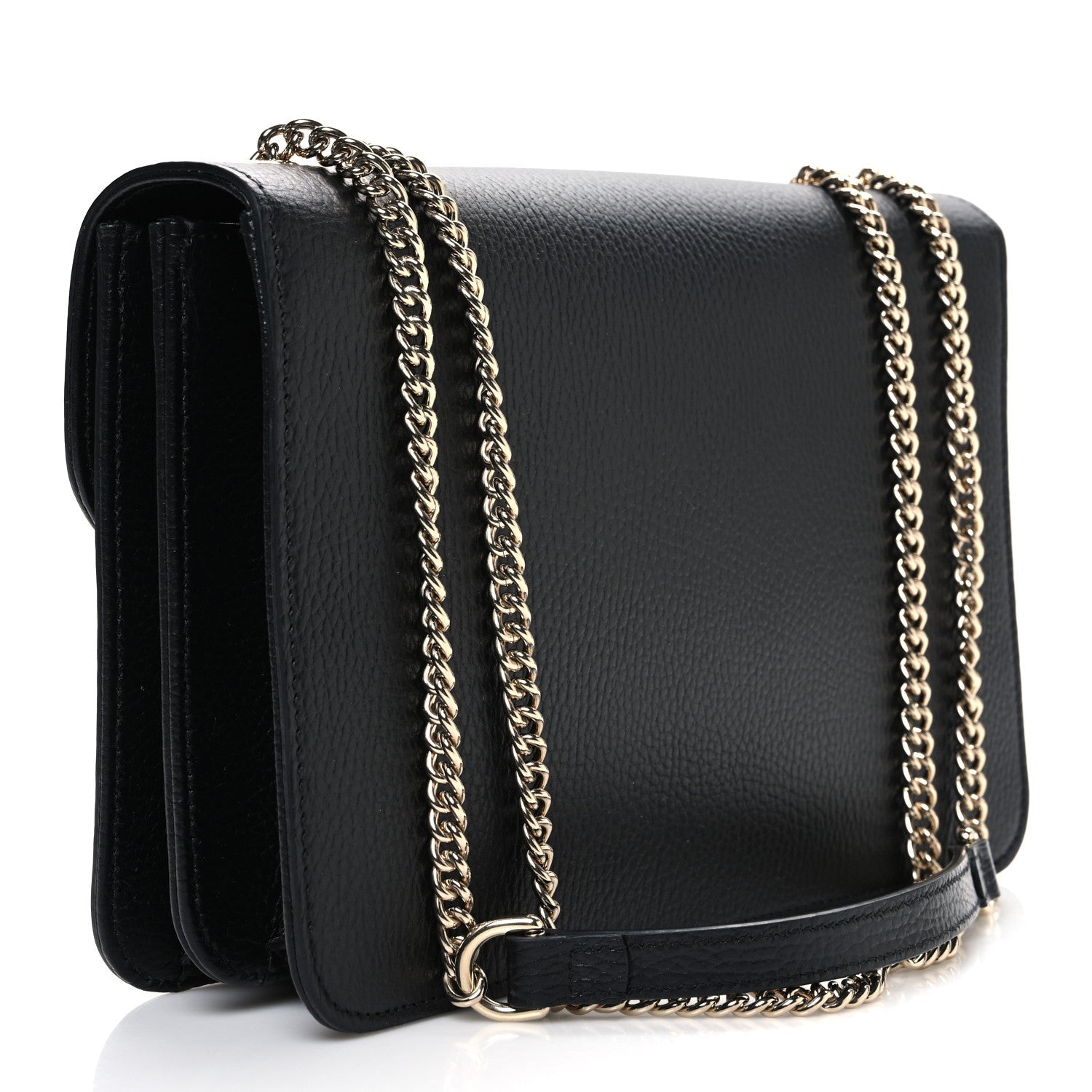 Dollar Calfskin Interlocking G Shoulder Bag Black