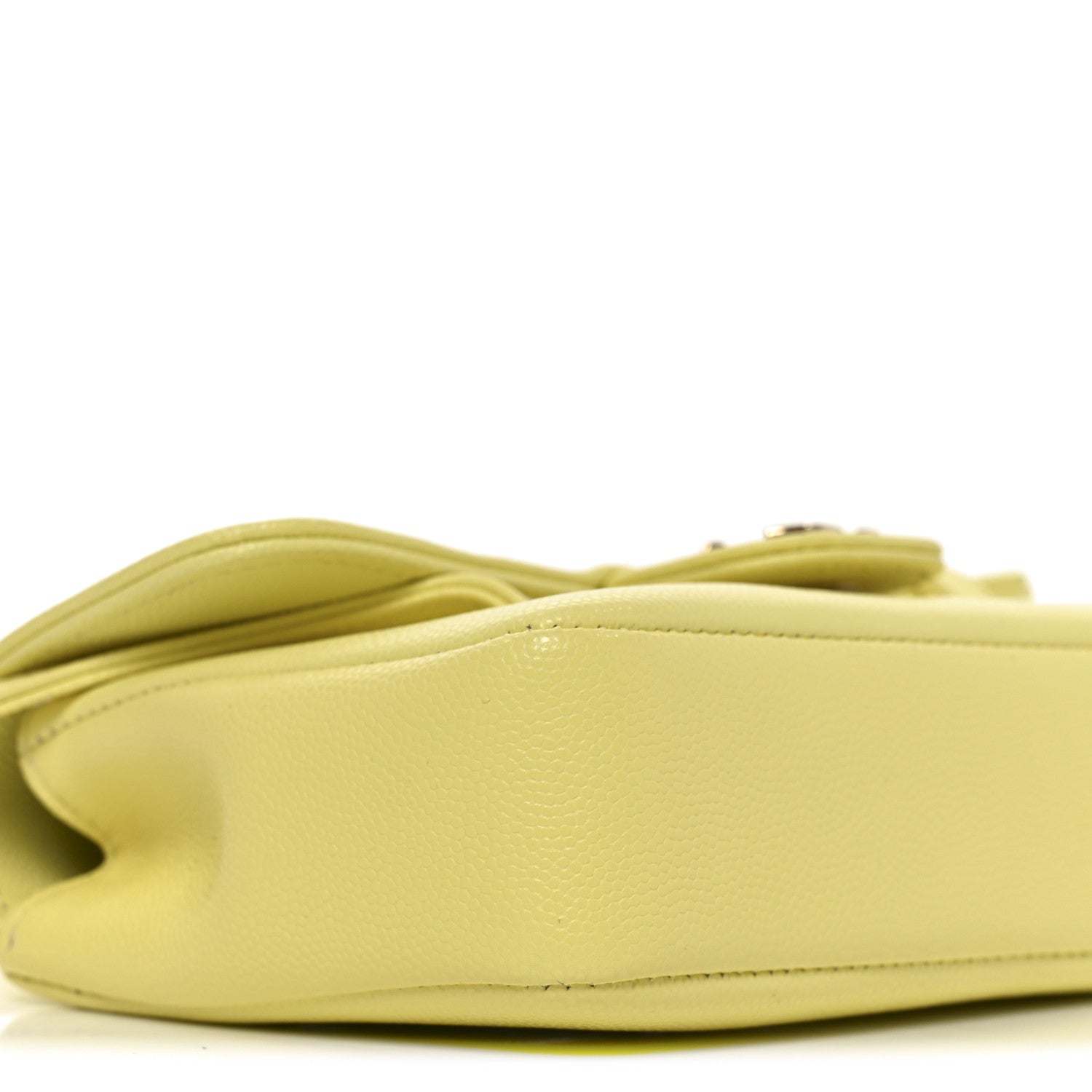 Shiny Caviar Mini Preppy Coco Shoulder Bag Light Yellow
