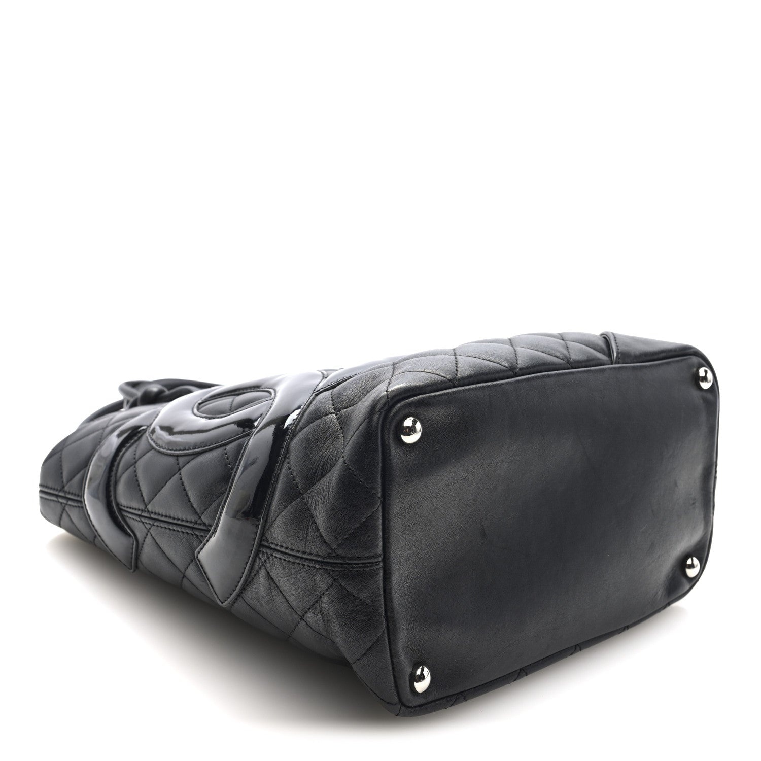 Calfskin Quilted Medium Cambon Tote Black