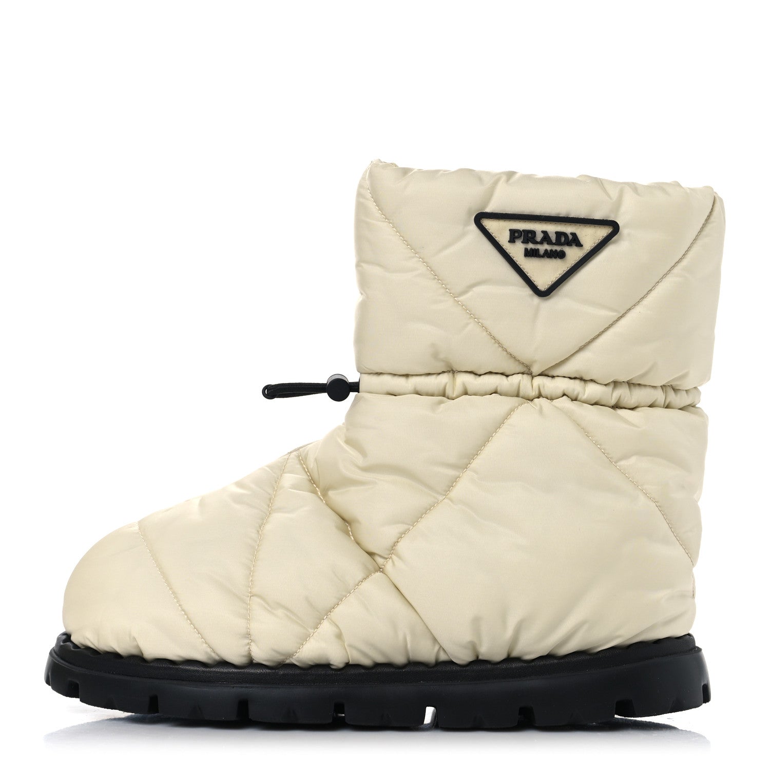 Re-Nylon Piuma Triangle Logo Padded Drawcord 20mm Snow Boots 37 Avorio