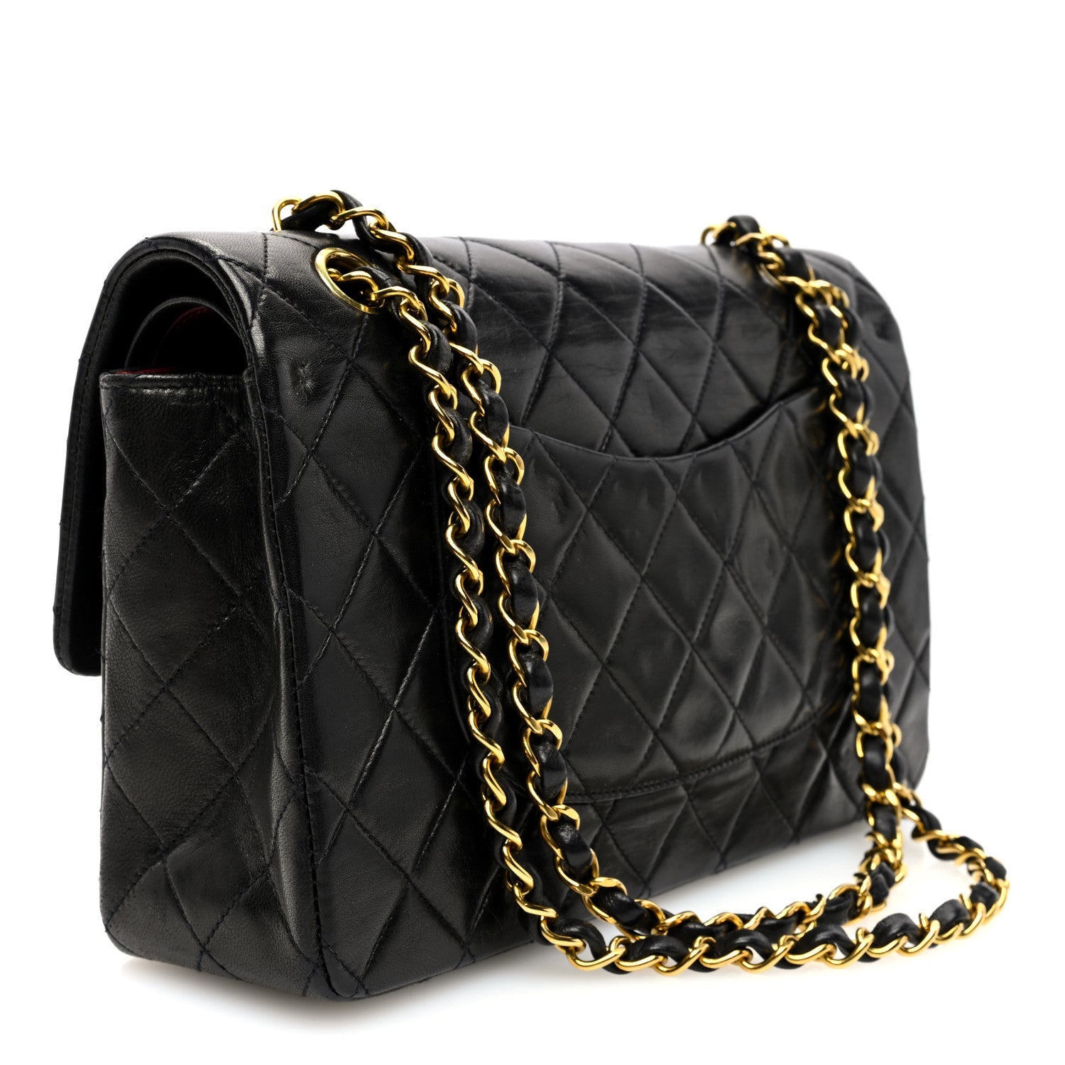 Lambskin Quilted Medium Double Flap Black