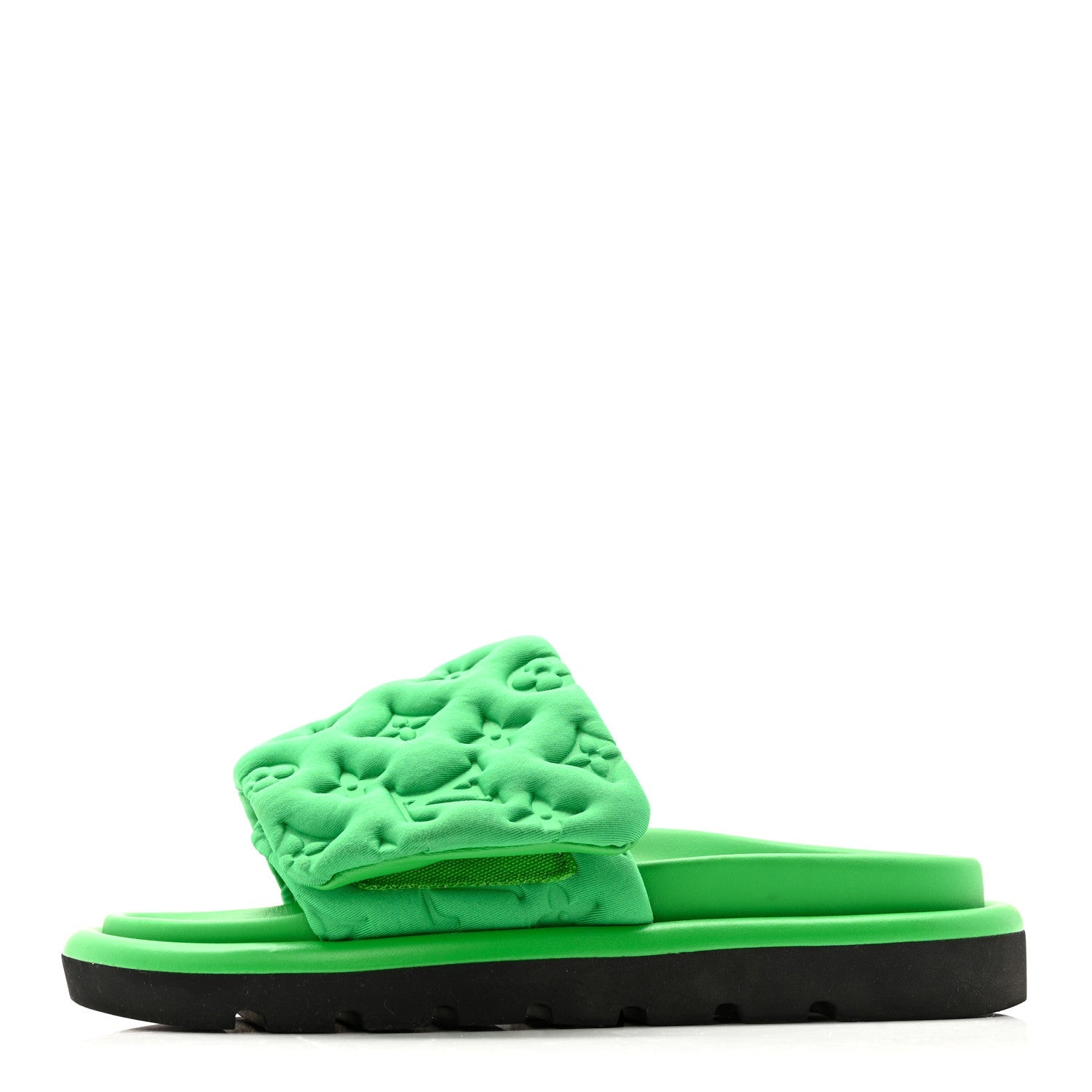 Technical Fabric Embossed Monogram Pool Pillow Comfort Mules 35 Green