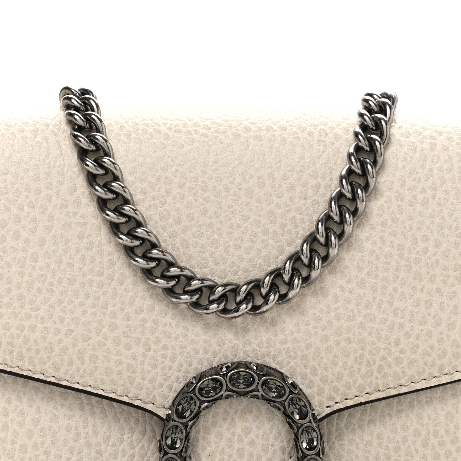 Dollar Calfskin Mini Dionysus Chain Wallet Mystic White