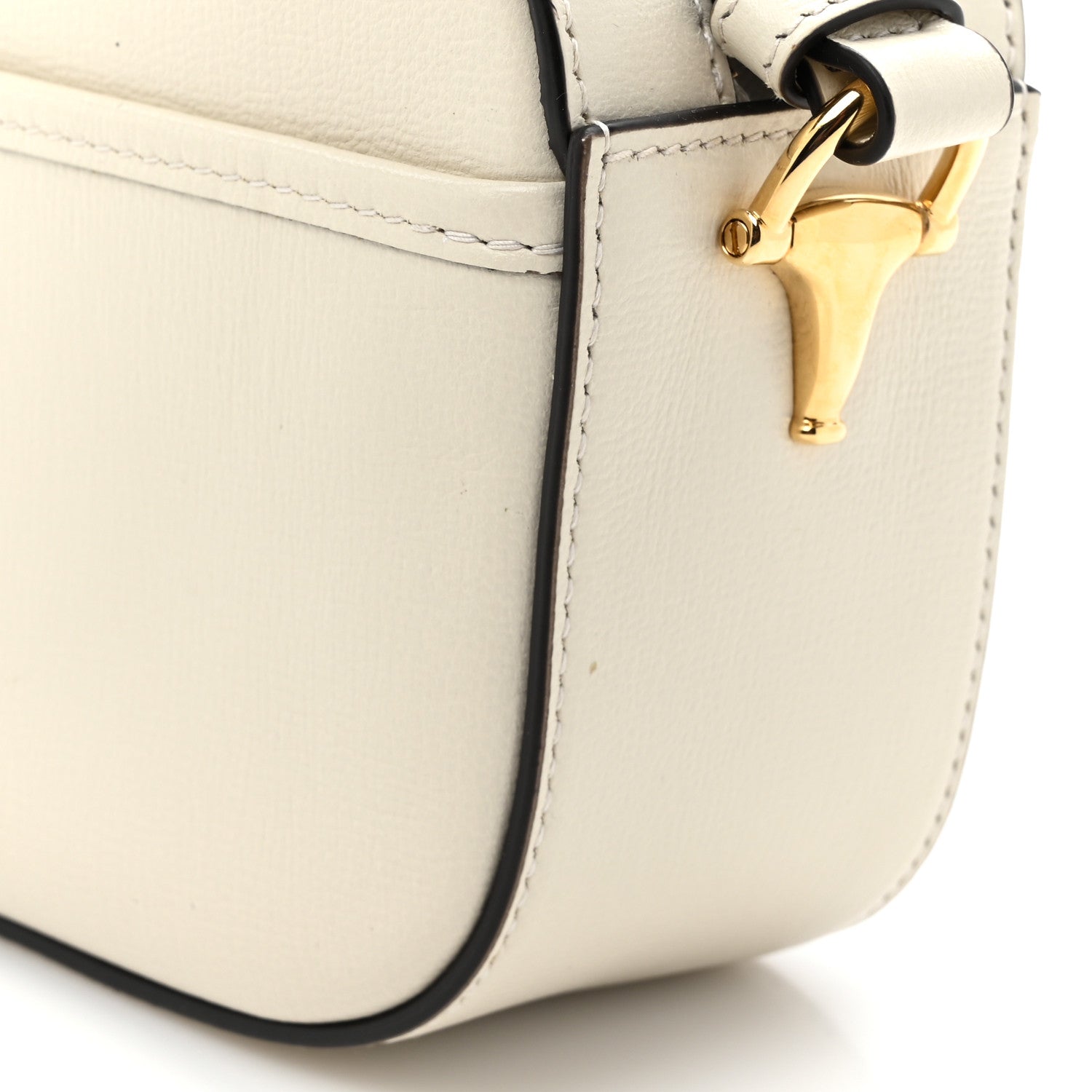 Azalea Calfskin Mini Horsebit 1955 Camera Shoulder Bag Mystic White