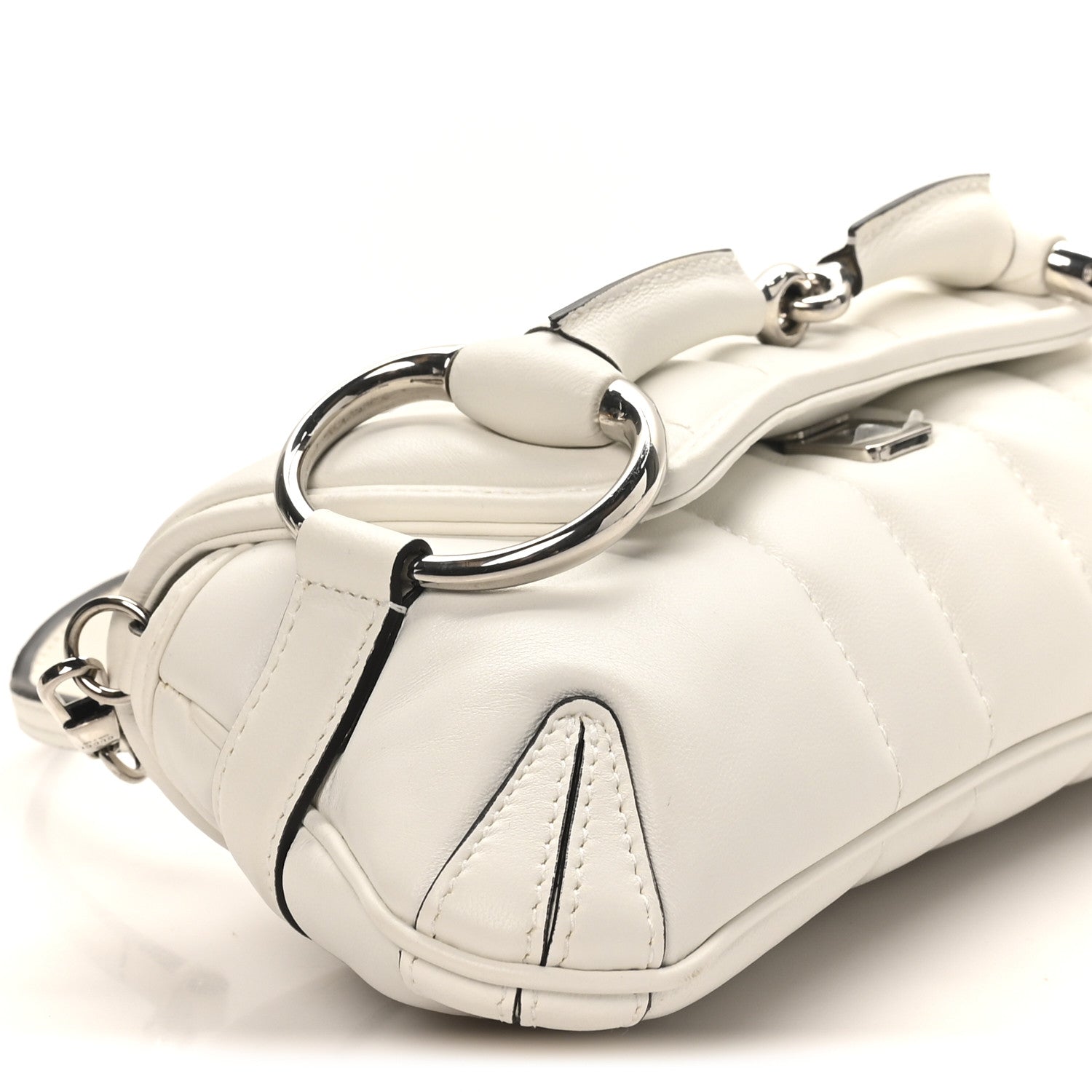 Nappa Vertical Matelasse Small Maxi Horsebit Chain Shoulder Bag Great White