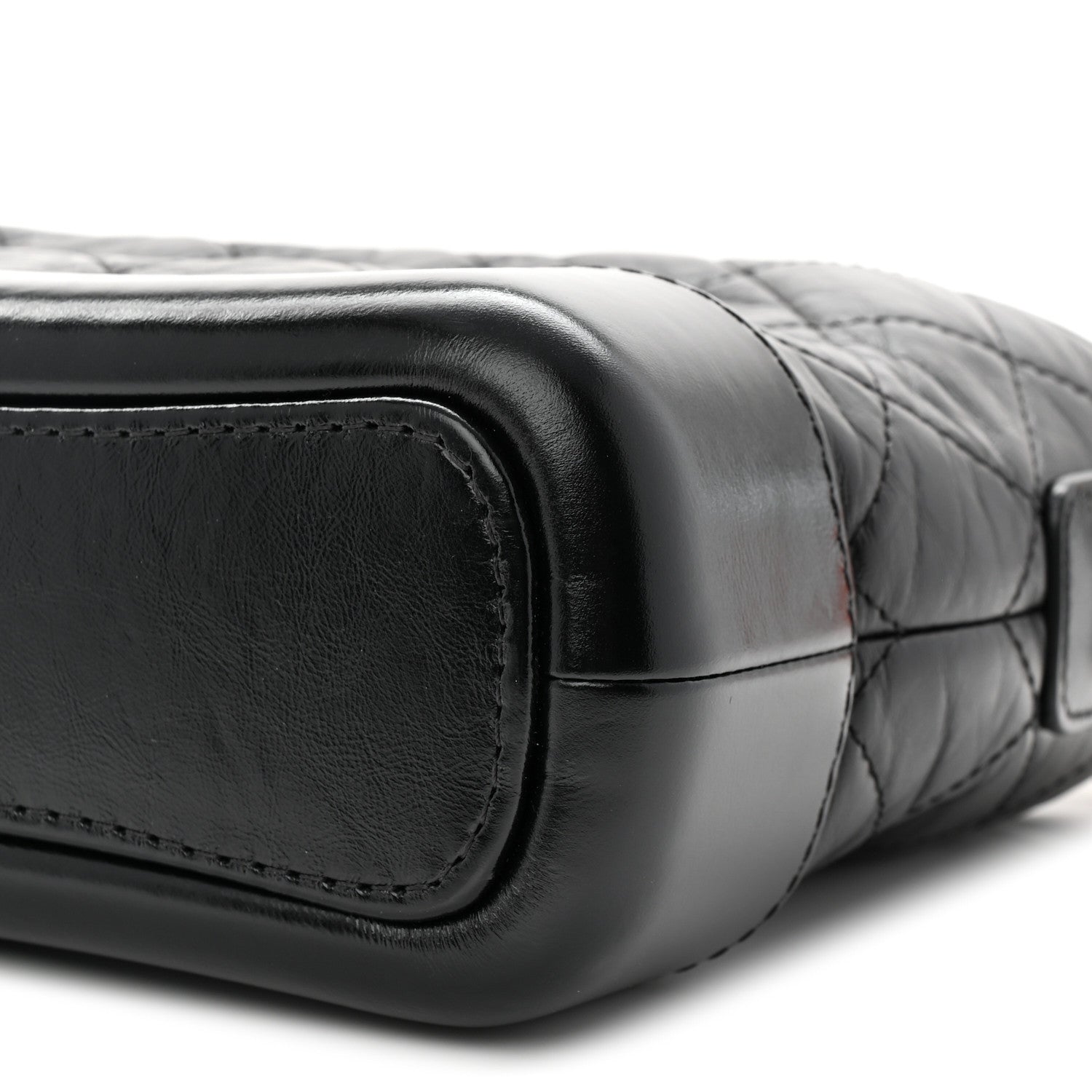 Aged Calfskin Quilted Small Gabrielle Logo Hobo Black
