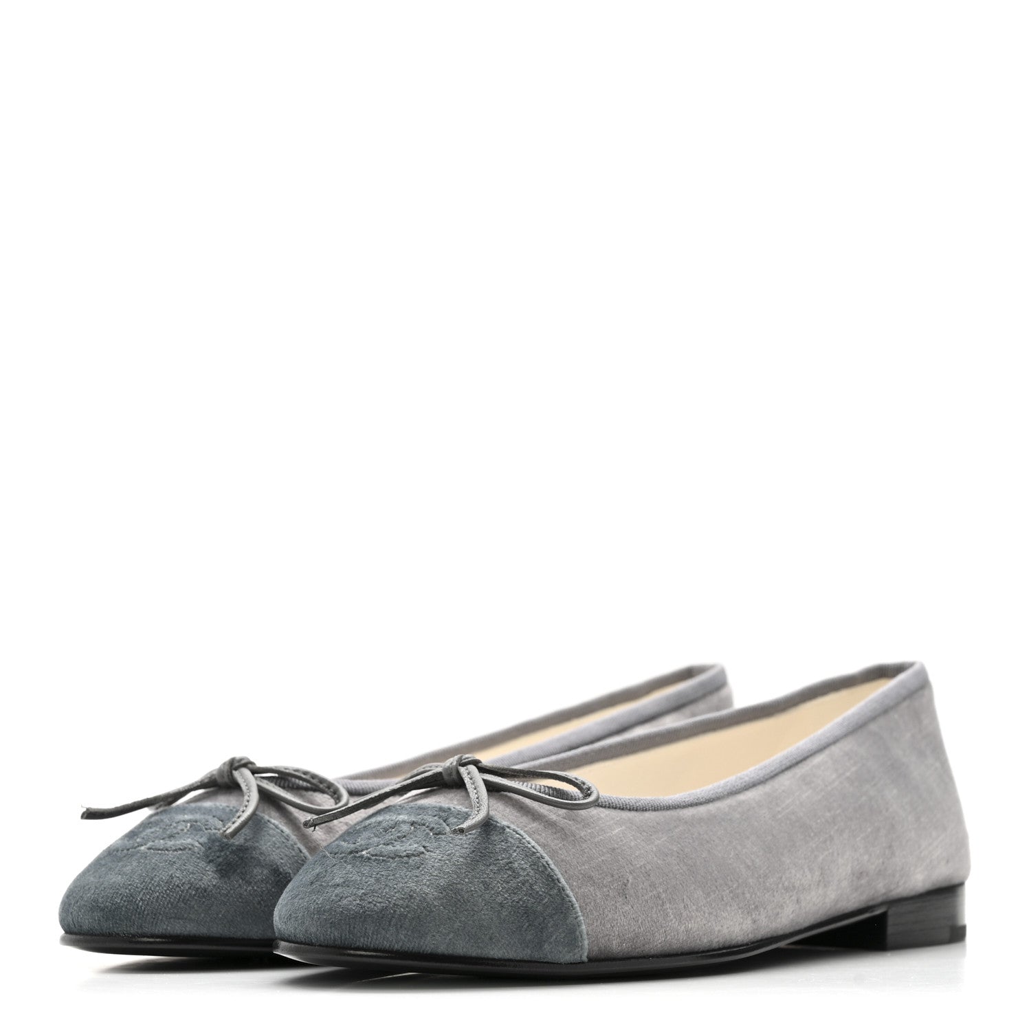 Velvet Cap Toe Ballerina Flats 36.5 Grey Green
