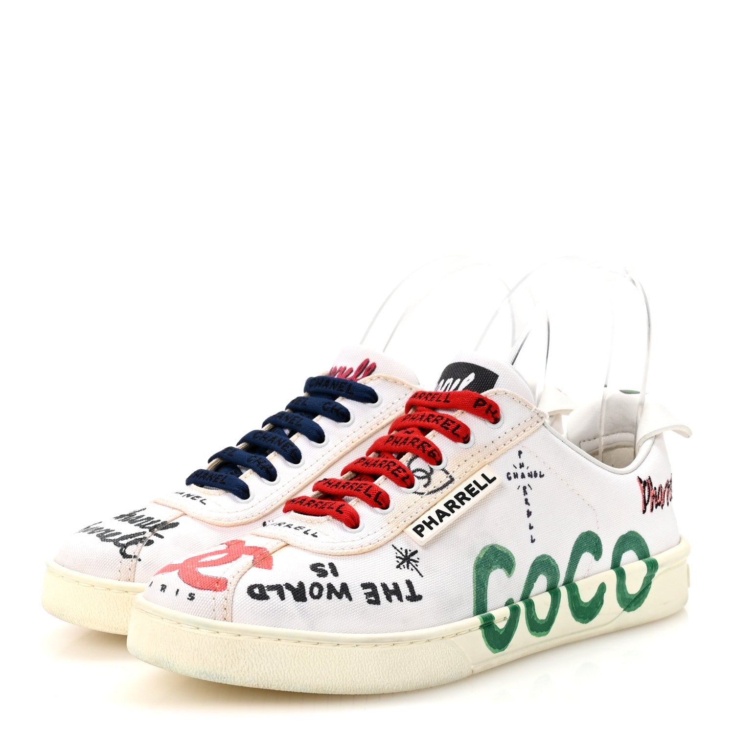 x Pharrell Williams Canvas Womens Sneakers 36.5 White Multicolor