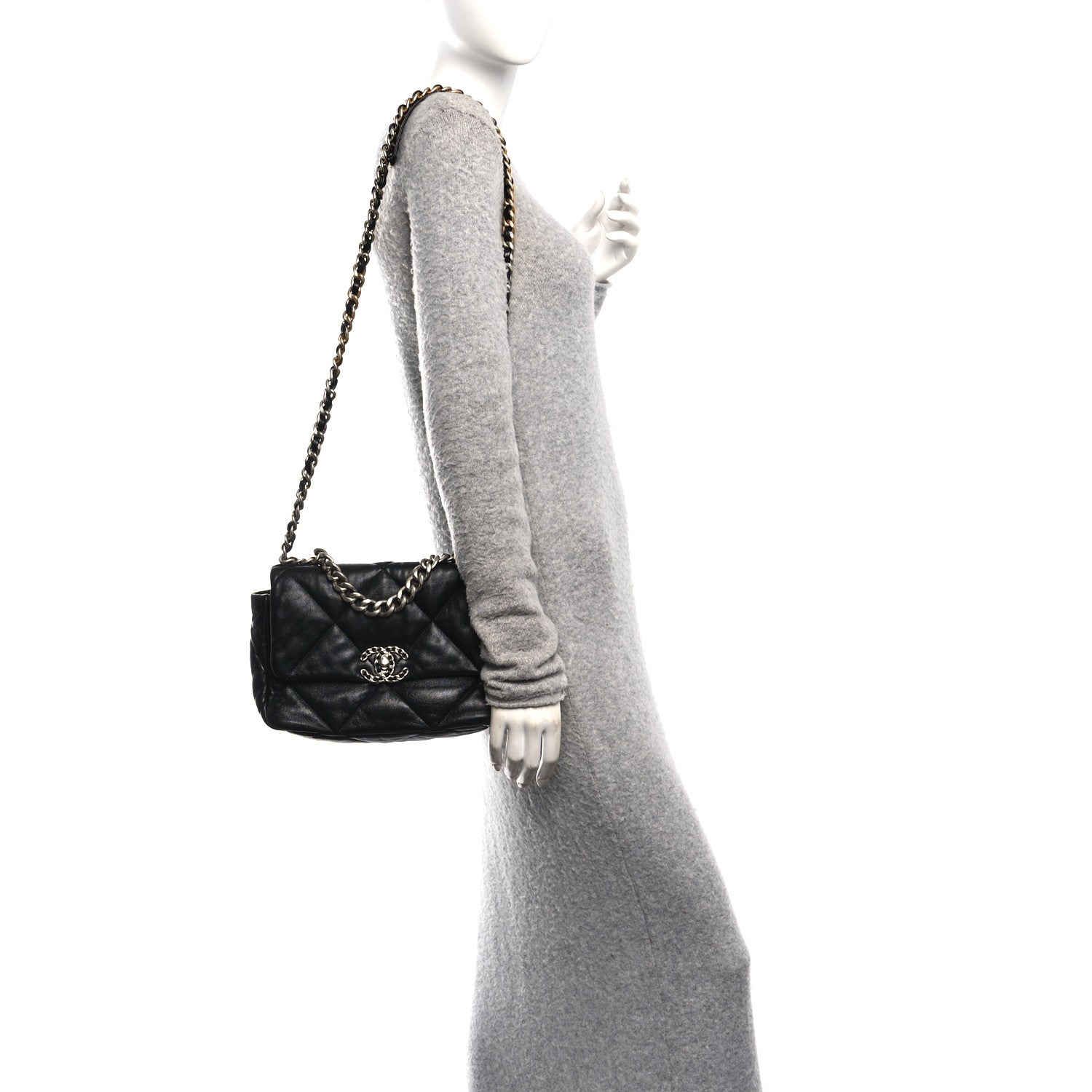 Lambskin Quilted Medium Chanel 19 Flap Black