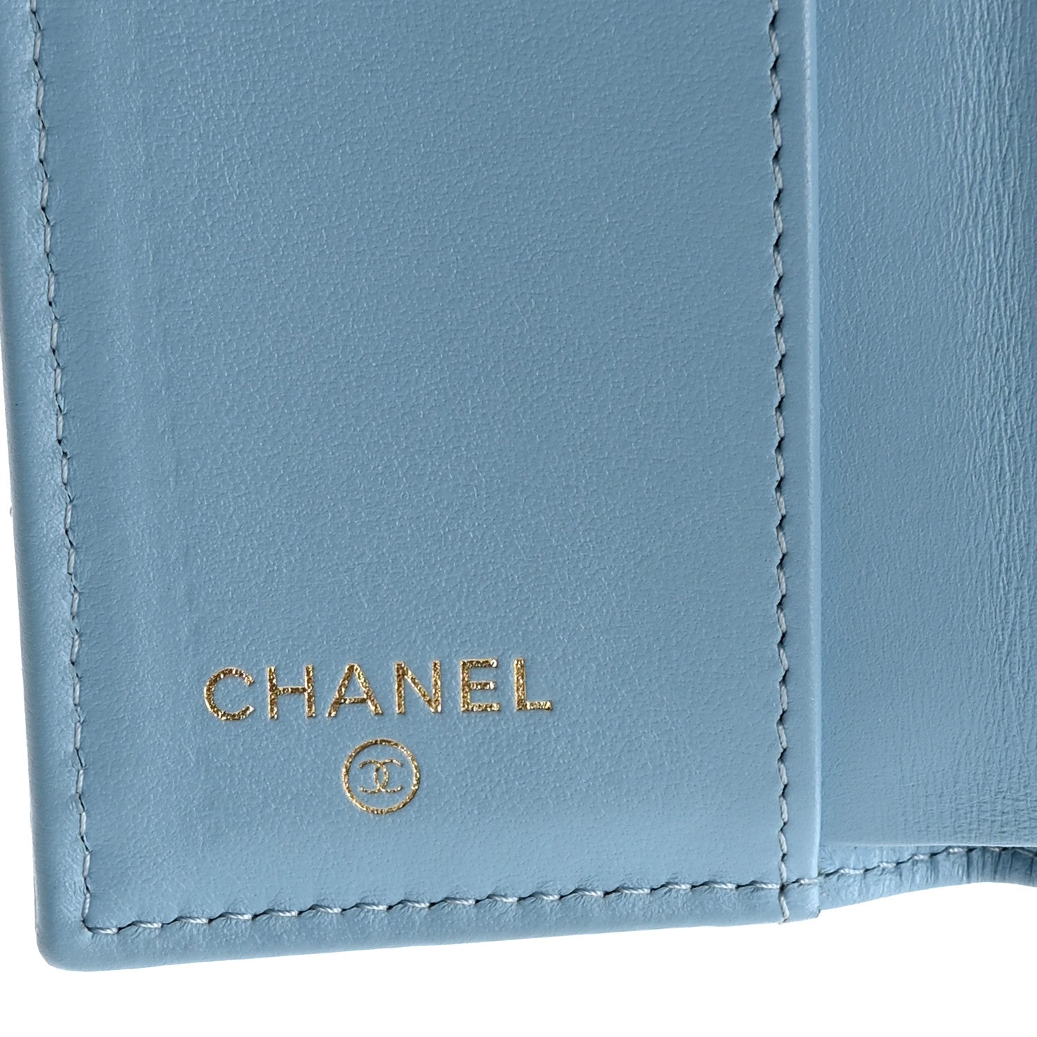 Caviar Quilted Double Flap Wallet Light Blue