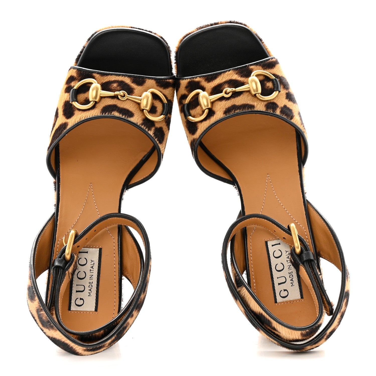 Calf Hair Leopard Print Horsebit 25/60mm Platform Sandals 36.5 Hazelnut Black