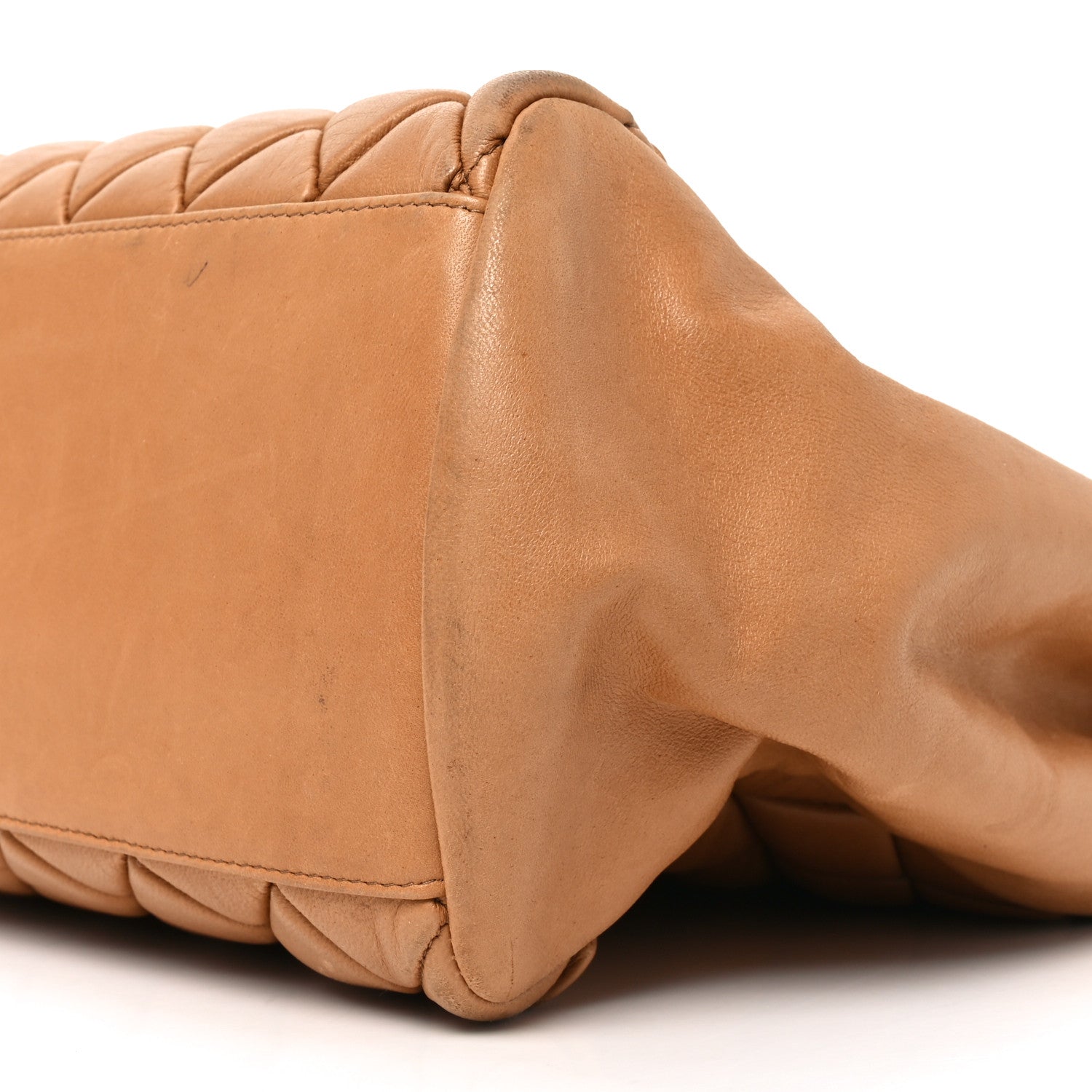 Lambskin Quilted Medium New Bubble North South Tote Light Brown