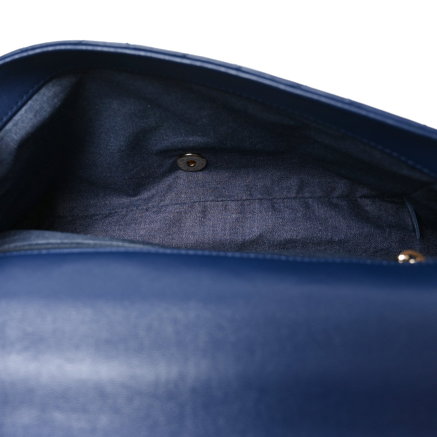 Lambskin Quilted Resin Bi-Color Chain Flap Bag Navy
