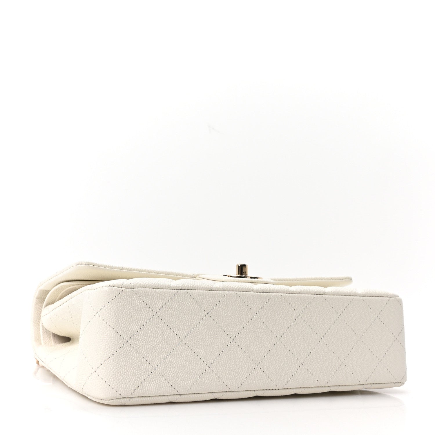 Caviar Quilted Medium Double Flap White